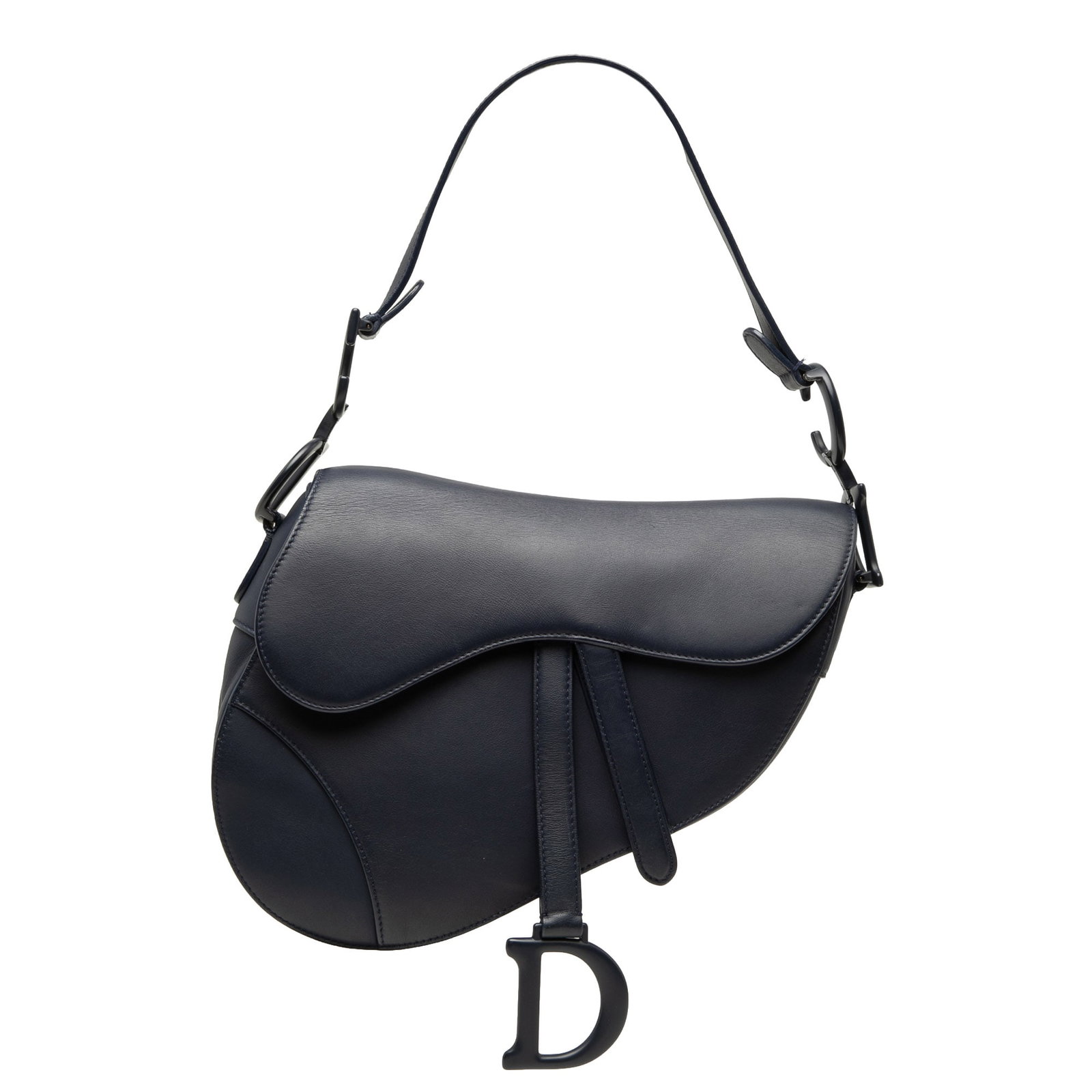 Dior Saddle Shoulder Bag in Blue Ultra Matte Calfskin: Dior Saddle Shoulder Bag in Blue Ultra Matte Calfskin Dior Ultra Matte Calfskin Saddle Bag in blue leather with the signature saddle silhouette. It features a flat leather shoulder strap, a front flap