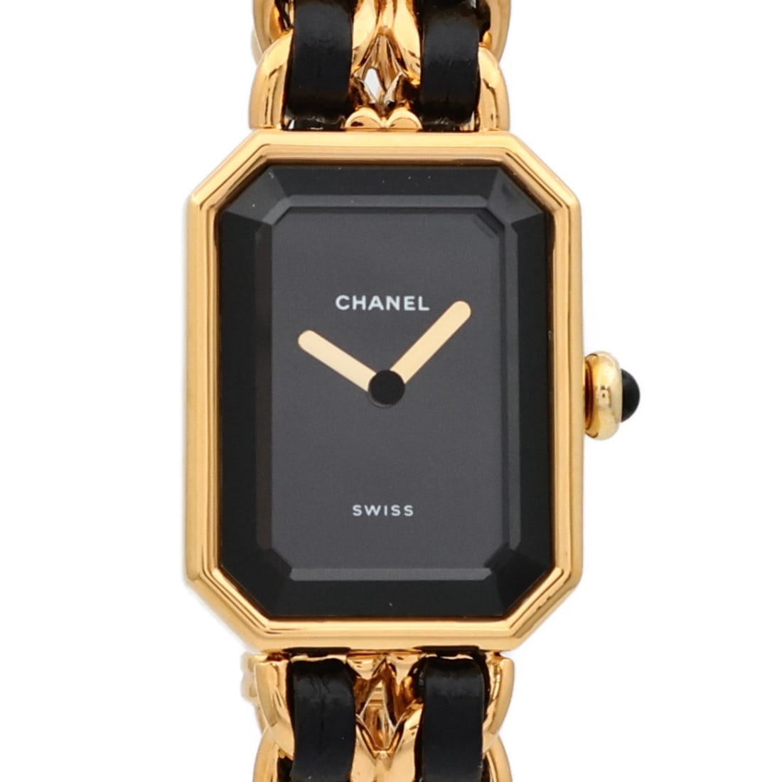 CHANEL Premiere S H0001 womens quartz wristwatch gold plated black: CHANEL Premiere S H0001 womens quartz wristwatch gold plated black CHANEL Premiere S wristwatch model H0001 with a black dial and black frame. This women's quartz watch features a gold plated case and