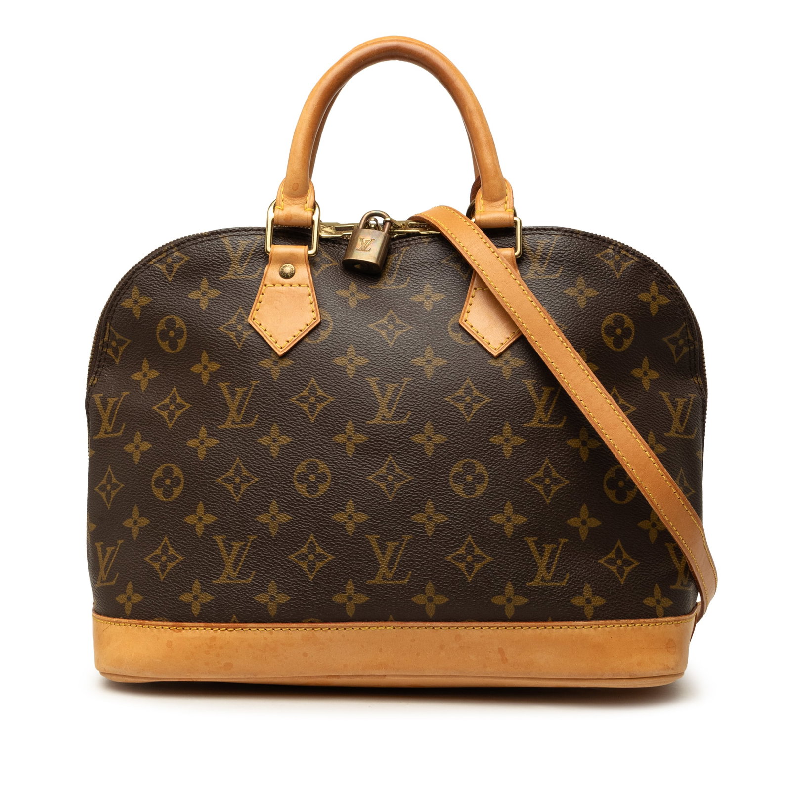 Louis Vuitton Alma PM Monogram Canvas Satchel Bag: Louis Vuitton Alma PM Monogram Canvas Satchel Bag The Louis Vuitton Monogram Alma PM is a structured handbag crafted with a monogram canvas body and vachetta leather trim. It features rolled leather h
