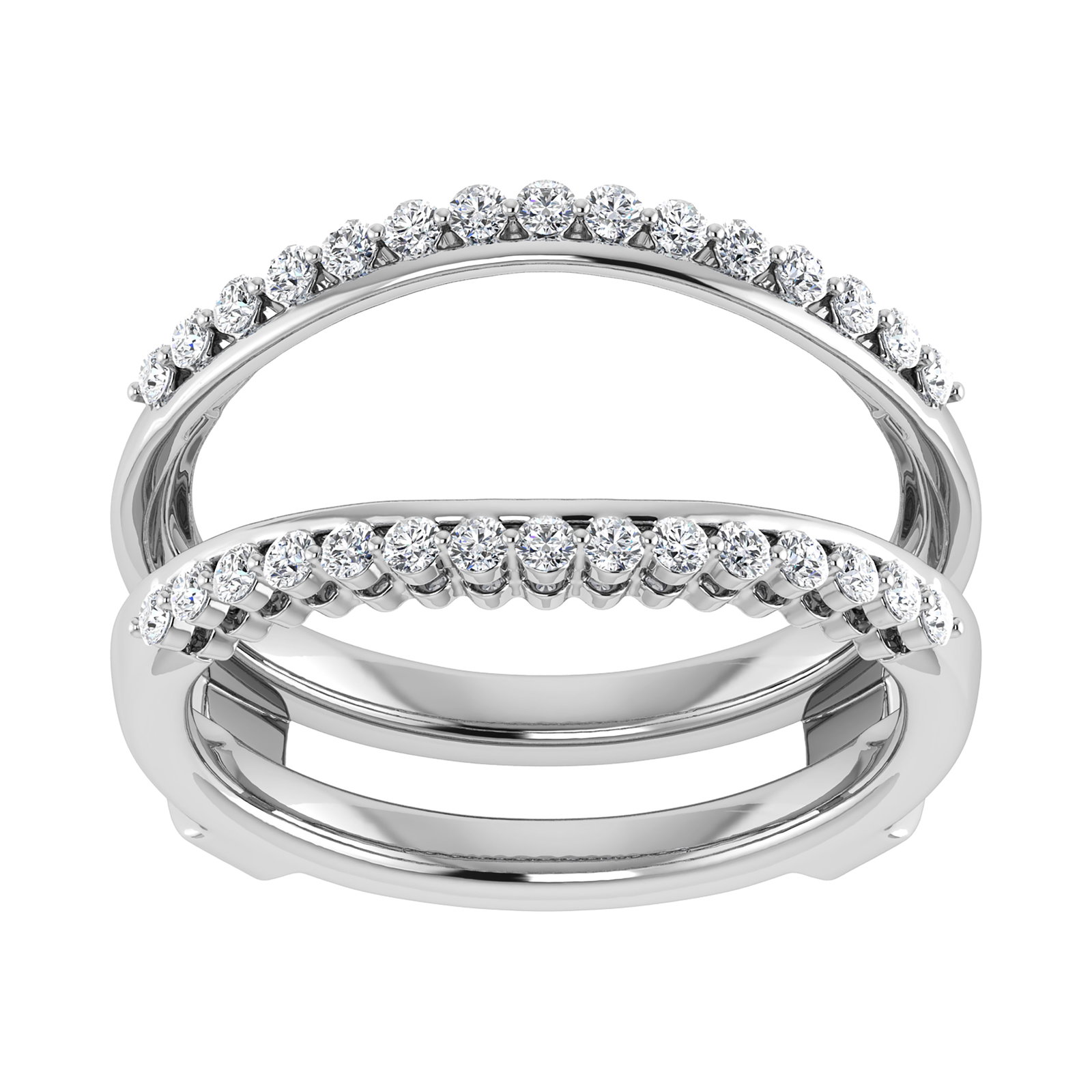 10K White Gold 1/4 Ct.Tw. Diamond Chevron Guard Ring: 10K White Gold 1/4 Ct.Tw. Diamond Chevron Guard Ring 10k White Gold Stone Color: G-h Stone Clarity: I1 Each ring is presented in standard size 6.5. Complimentary resizing is available between sizes 51