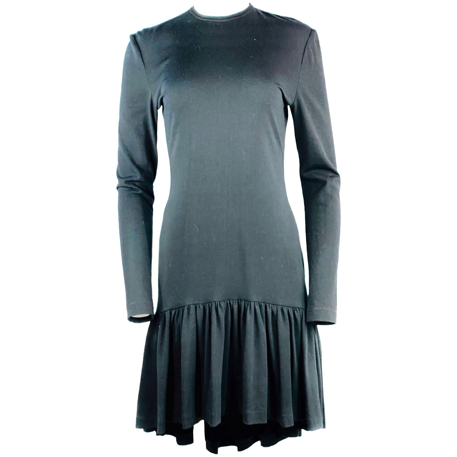 Patrick Kelly Paris wool mini dress black long sleeve size 42 (1 of 8)