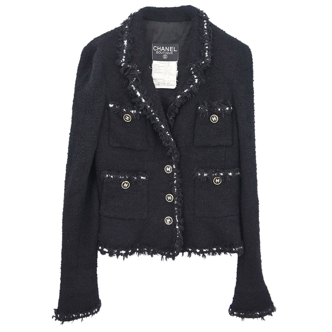 Vintage CHANEL black wool tweed jacket size 38 France (1 of 15)