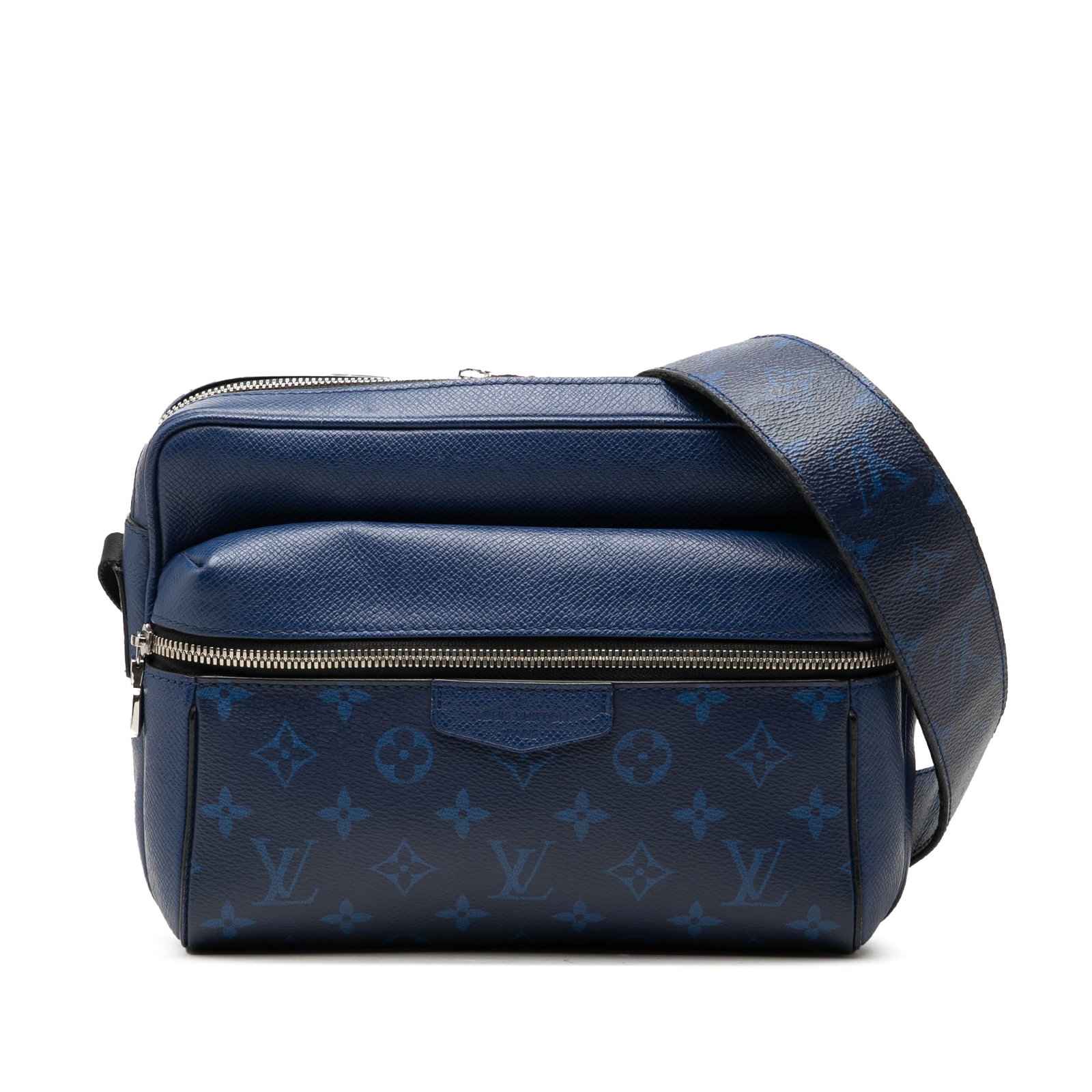 Louis Vuitton Taigarama Outdoor Messenger Blue Monogram Leather Bag: Louis Vuitton Taigarama Outdoor Messenger Blue Monogram Leather Bag Louis Vuitton Monogram Taigarama Outdoor Messenger in blue with a monogram canvas and Taiga leather body. This messenger bag feature