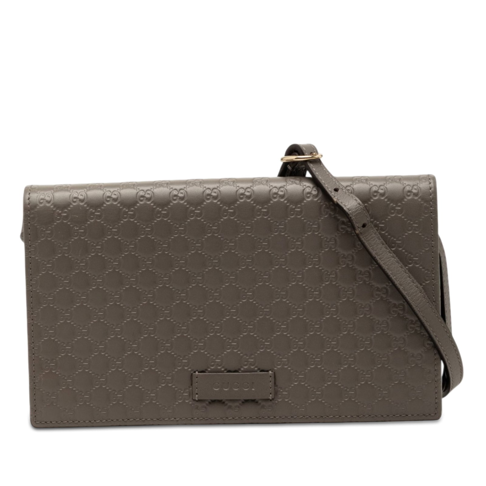 Gucci gray embossed leather crossbody wallet on strap: Gucci gray embossed leather crossbody wallet on strap This Gucci Microguccissima Wallet on Strap is crafted from embossed leather in a sophisticated gray tone. Designed for versatility, it features a 