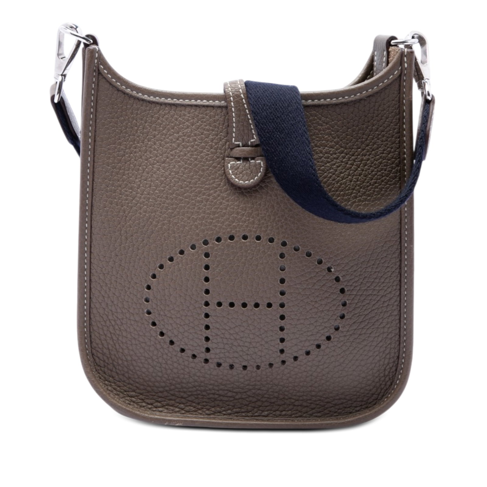 Hermes Evelyne 16 Amazone Clemence Leather Shoulder Bag: Hermes Evelyne 16 Amazone Clemence Leather Shoulder Bag Hermes Clemence Evelyne 16 Amazone shoulder bag crafted in leather with a detachable flat canvas strap and an open top with leather snap closure