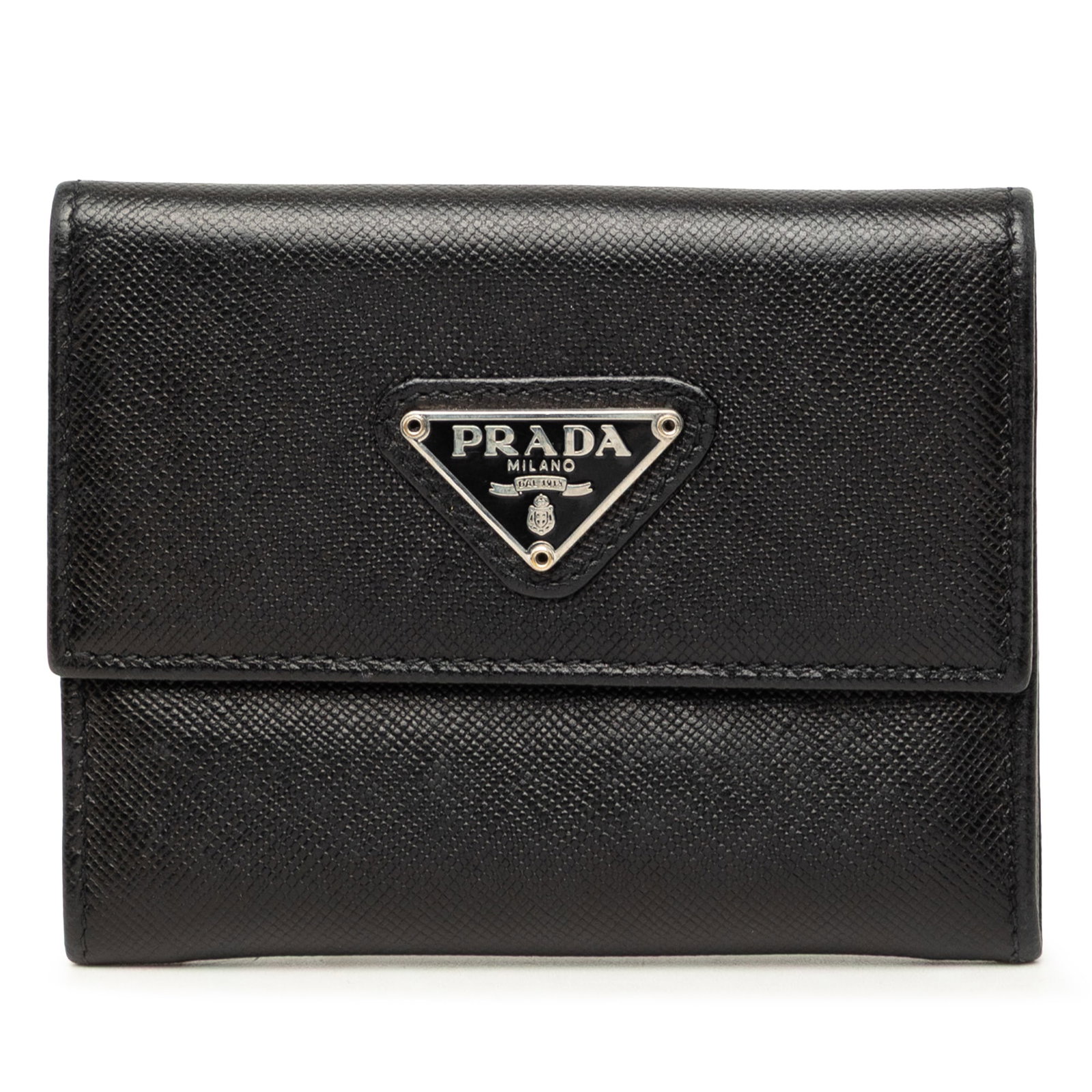 Prada Saffiano Leather Card Case with Snap Flap Black (1 of 8)