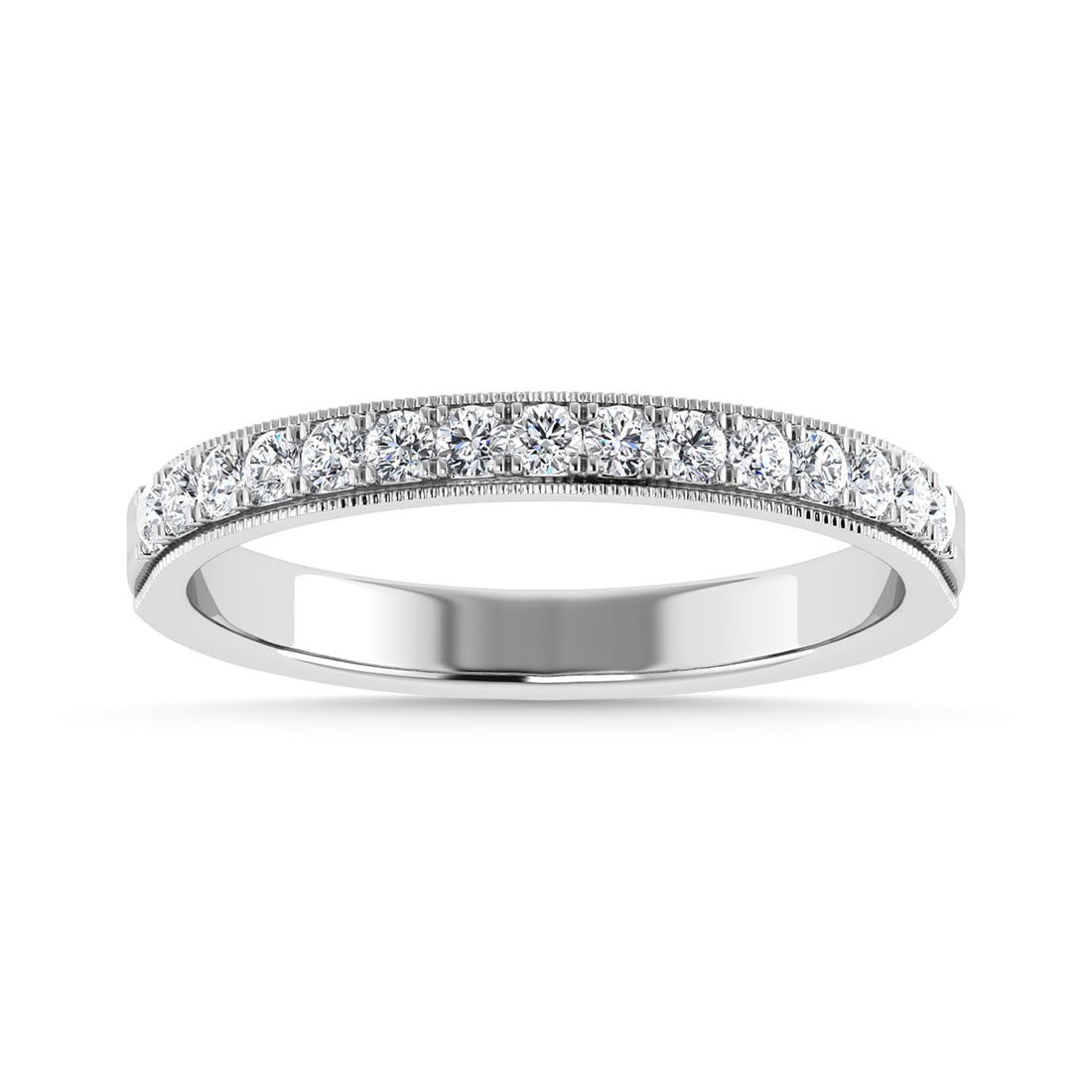 Diamond 1/4 Ct.Tw. Ladies Wedding Band in 14K White Gold: Diamond 1/4 Ct.Tw. Ladies Wedding Band in 14K White Gold 14k White Gold Stone Color: G-h Stone Clarity: Si2 Each ring is presented in standard size 6.5. Complimentary resizing is available between siz