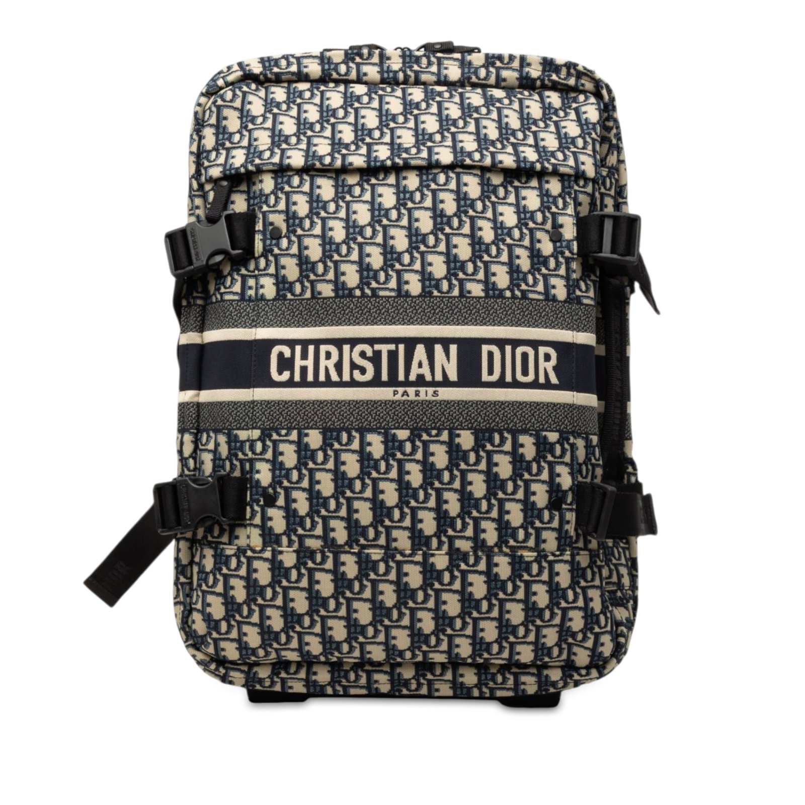 Dior Diortravel Small Oblique Canvas Suitcase Blue Italy: Dior Diortravel Small Oblique Canvas Suitcase Blue Italy Small Diortravel suitcase in blue oblique canvas with a top handle, retractable pull-out handle, zip-around closure, front exterior zip pocket,