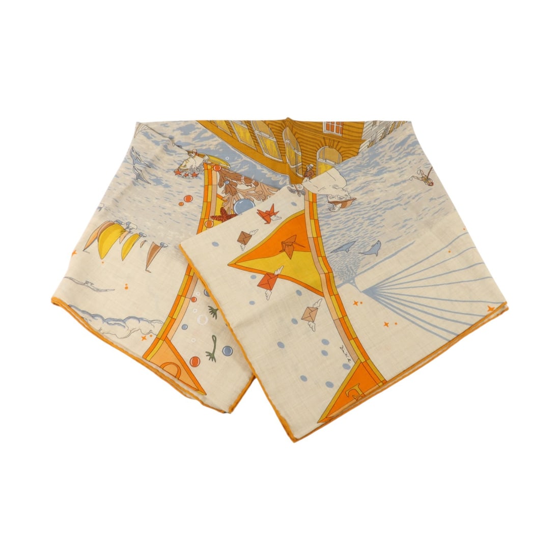 Hermes H244091S 06 Cashmere Silk Scarf 140x140 Beige Orange: Hermes H244091S 06 Cashmere Silk Scarf 140x140 Beige Orange Hermes women's scarf in cashmere and silk with a beige, orange, and multicolor design. Made in France, this 140 x 140 scarf includes a stora