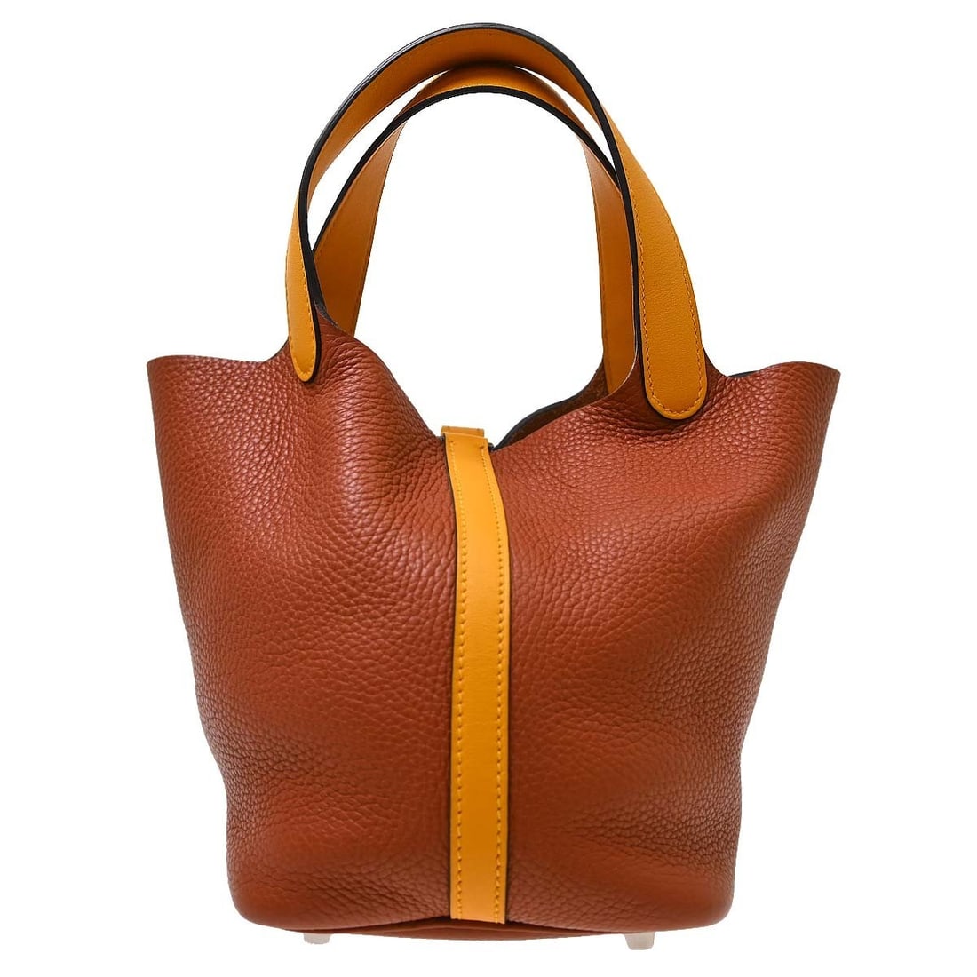 Hermes Picotin Lock Brown Leather Handbag 14cm x 20cm x 18cm: Hermes Picotin Lock Brown Leather Handbag 14cm x 20cm x 18cm Hermes Picotin Lock handbag for women, made from leather in brown. The item is from France and is noted as being in very good condition wit