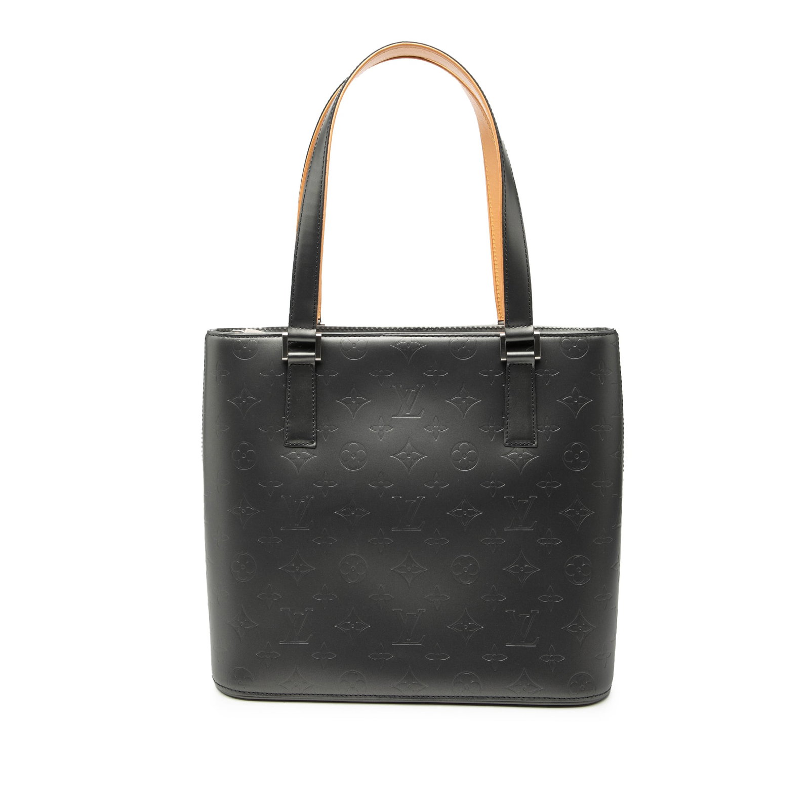 Louis Vuitton Monogram Mat Stockton Gray Leather Tote Bag Spain: Louis Vuitton Monogram Mat Stockton Gray Leather Tote Bag Spain This Louis Vuitton Monogram Mat Stockton bag features a monogram mat leather exterior in gray, complemented by flat leather handles. The