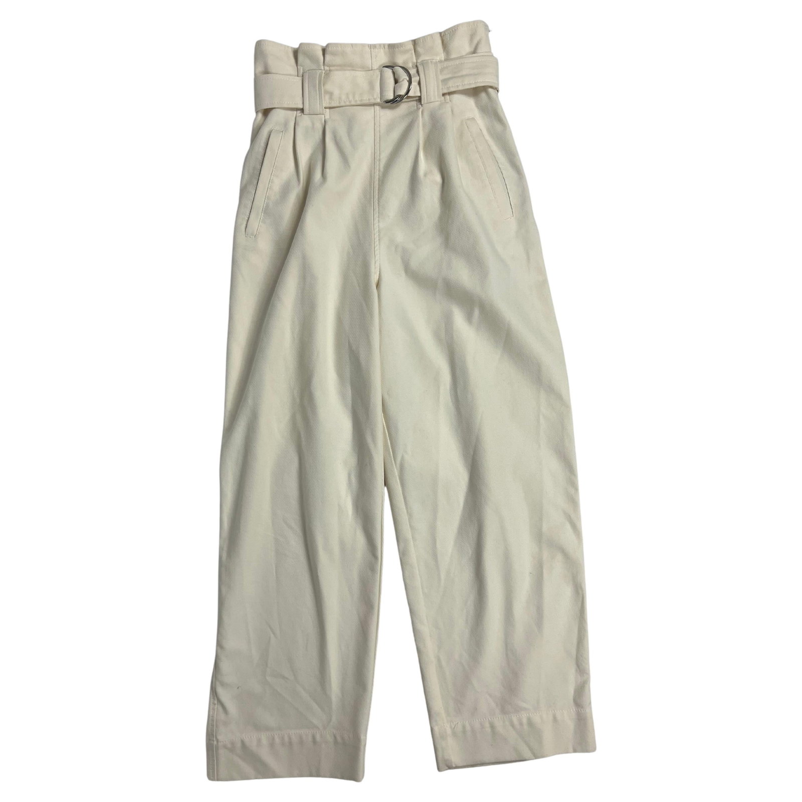Ganni size 36 off white belted high waist denim pants (1 of 10)