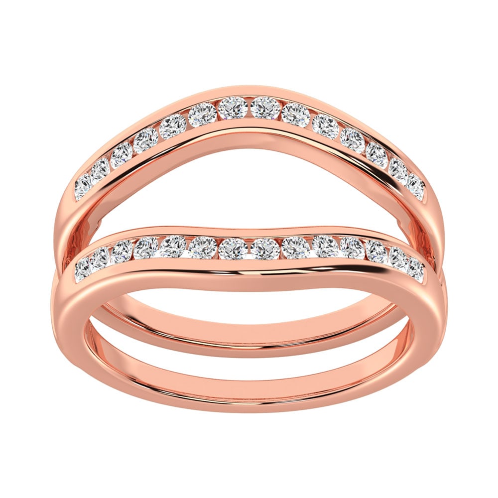 Diamond 1/3 Ct.Tw. Guard Ring in 10K Rose Gold: Diamond 1/3 Ct.Tw. Guard Ring in 10K Rose Gold 10k Rose Gold Stone Color: G-h Stone Clarity: I1 Each ring is presented in standard size 6.5. Complimentary resizing is available between sizes 510 (in 1