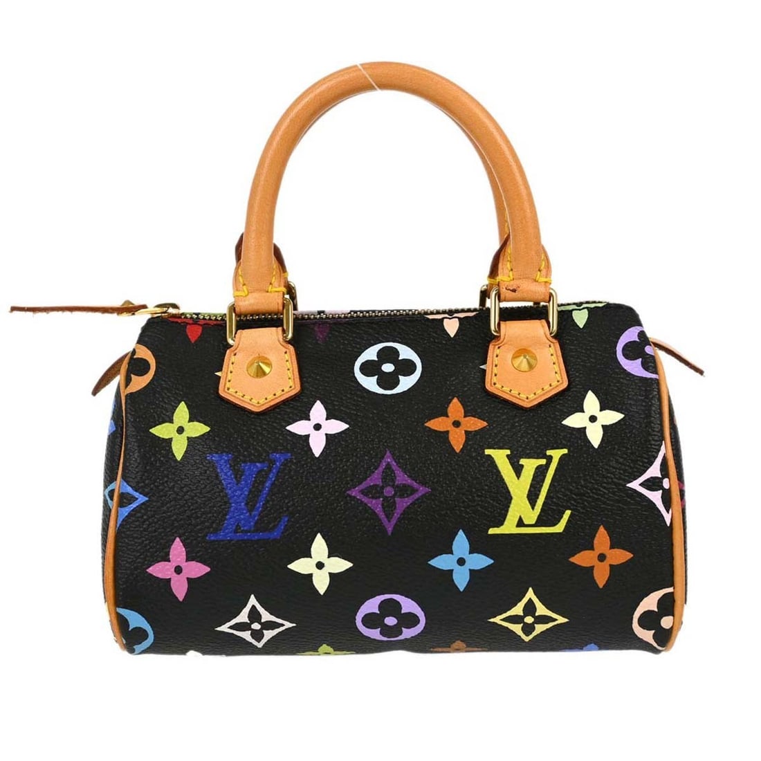 Louis Vuitton Mini Speedy Black Multicolor Monogram Hand Bag M92644: Louis Vuitton Mini Speedy Black Multicolor Monogram Hand Bag M92644 Louis Vuitton Mini Speedy handbag in black Monogram Multicolor canvas with leather trim. This women's mini handbag features double h