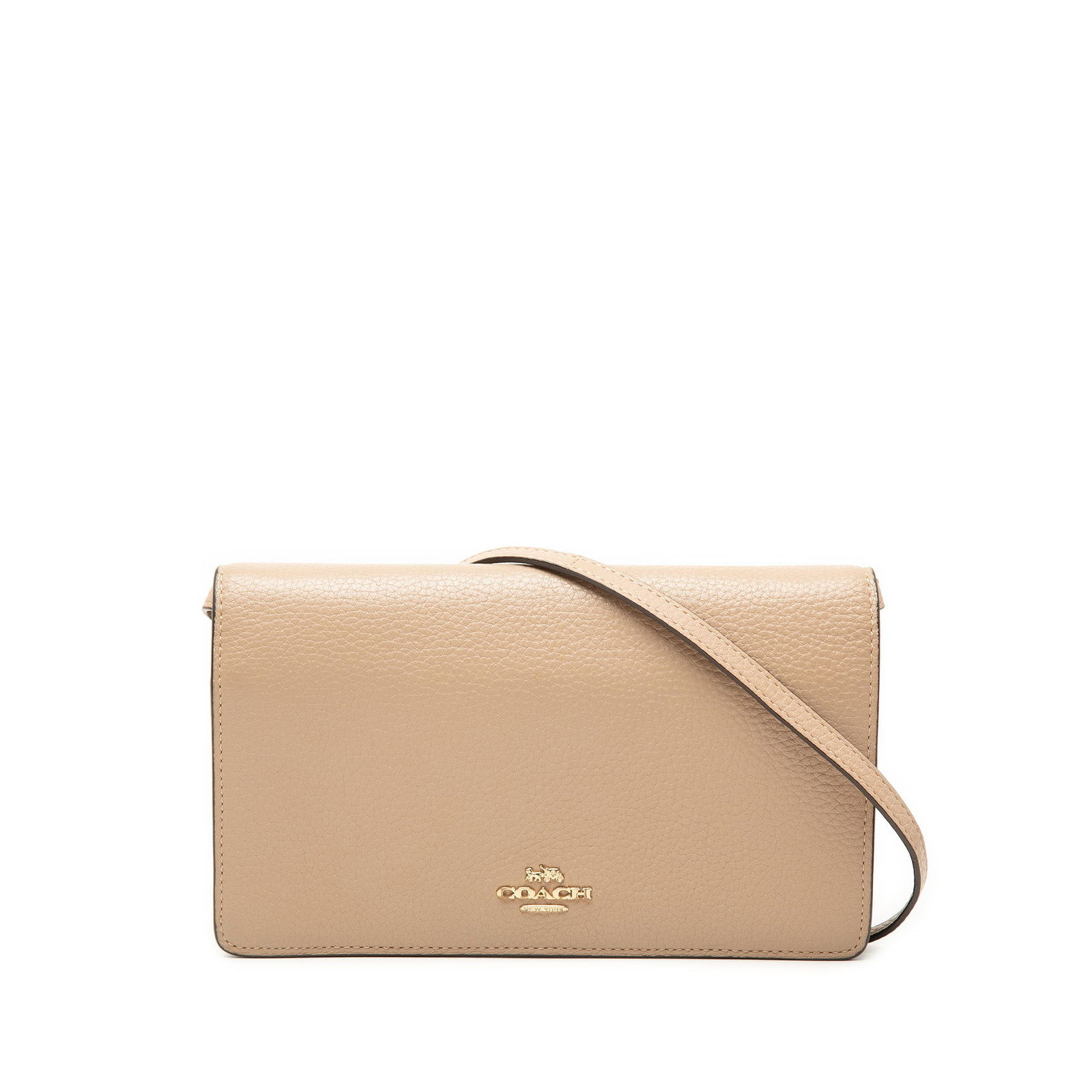 Coach Anna Foldover Leather Crossbody Clutch Beige (1 of 7)