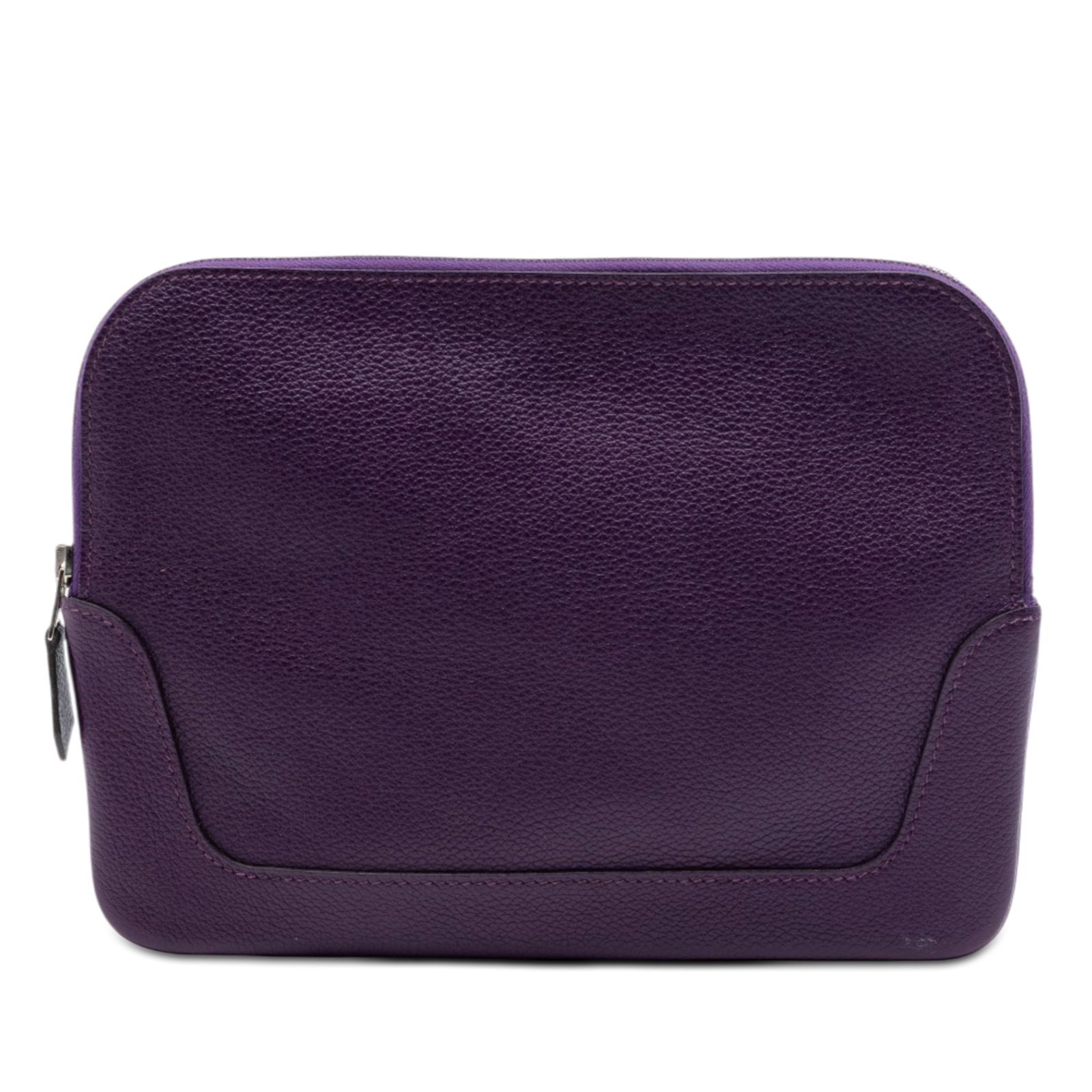 Hermes Clemence leather zip pouch in purple (1 of 6)