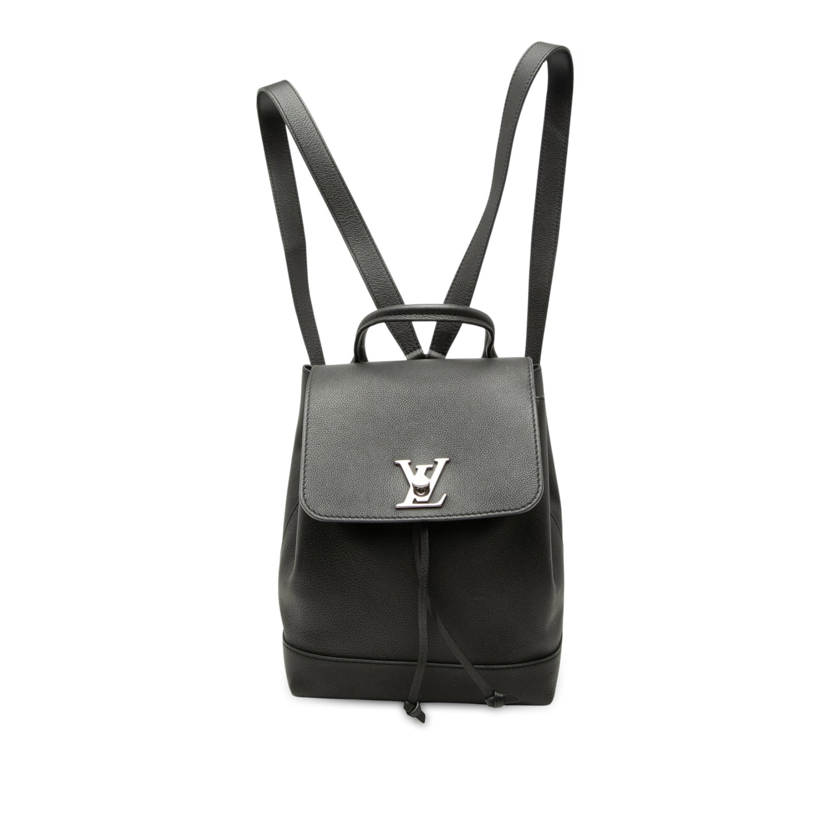 Louis Vuitton Lockme Leather Backpack Black Taurillon: Louis Vuitton Lockme Leather Backpack Black Taurillon Louis Vuitton Lockme backpack crafted in black taurillon leather with a structured silhouette. It features a flat top handle, flat back straps, a 