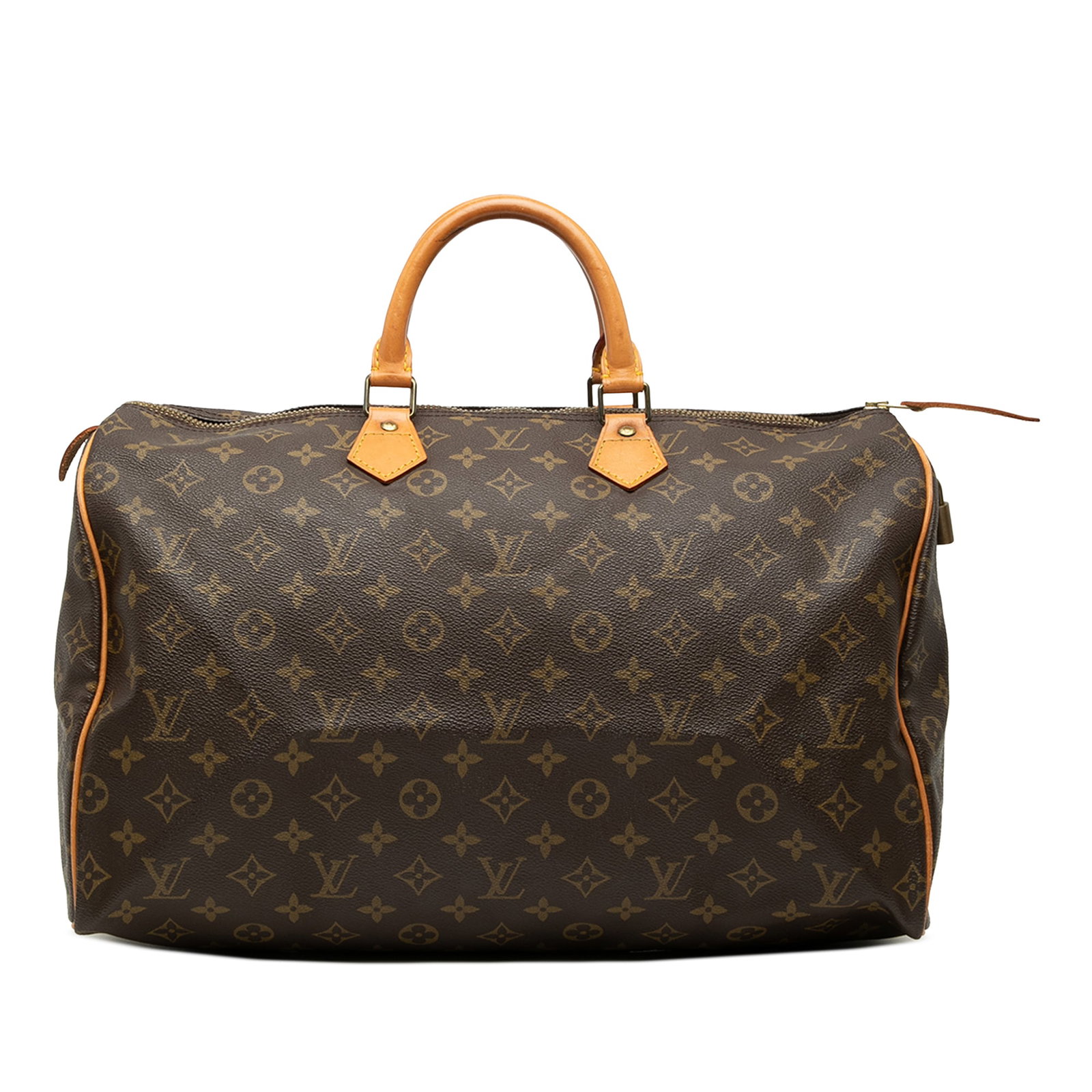 Brown Monogram Canvas Handbag Louis Vuitton Speedy 40: Brown Monogram Canvas Handbag Louis Vuitton Speedy 40 Louis Vuitton Monogram Speedy 40 handbag crafted with a monogram canvas body, vachetta leather trim, rolled vachetta leather handles, and a top zi