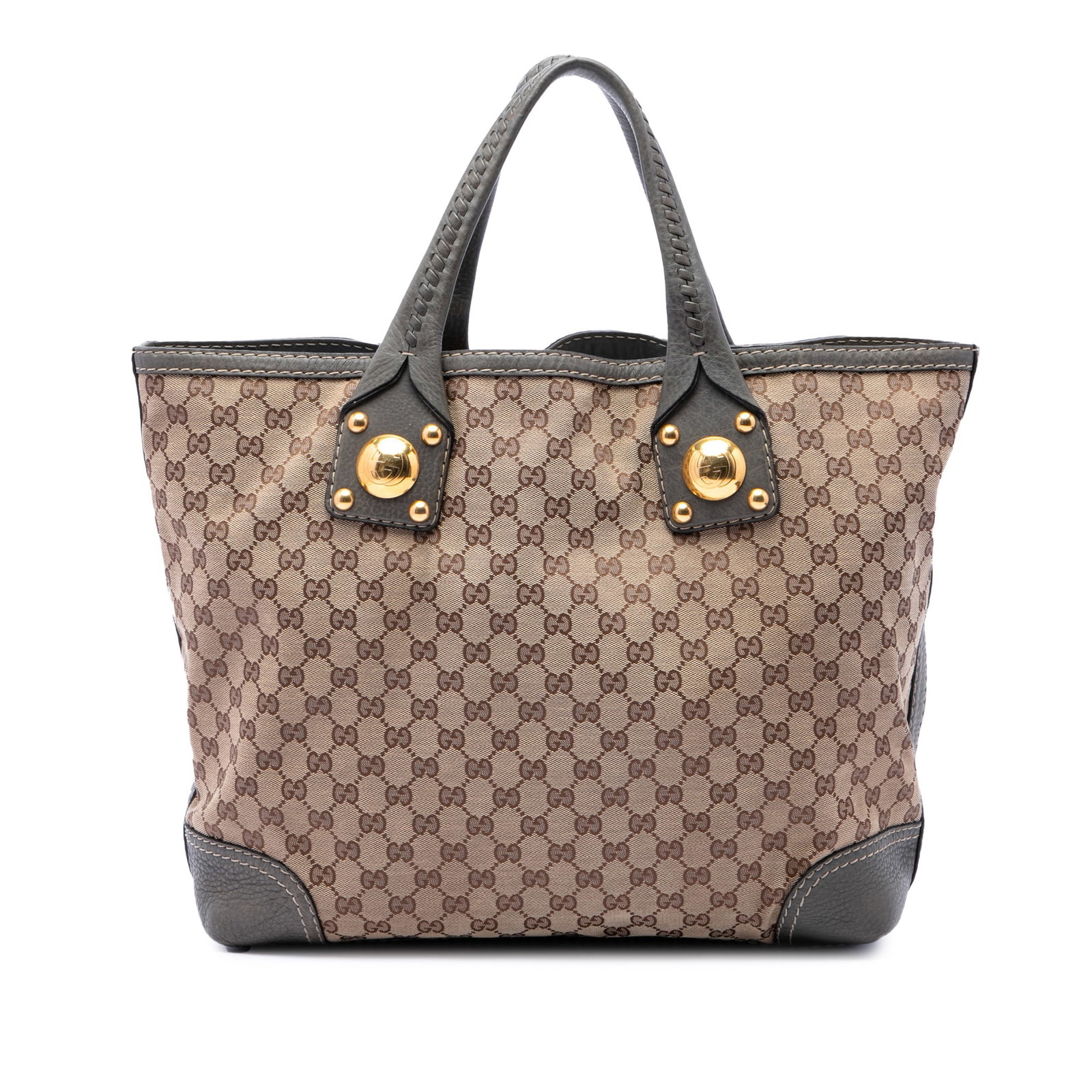 Gucci GG Canvas Sunset Tote Bag Beige Leather Trim: Gucci GG Canvas Sunset Tote Bag Beige Leather Trim Gucci GG Canvas Sunset Tote in beige with a canvas body and leather trim. This open-top tote is designed with flat leather straps and an interior fea