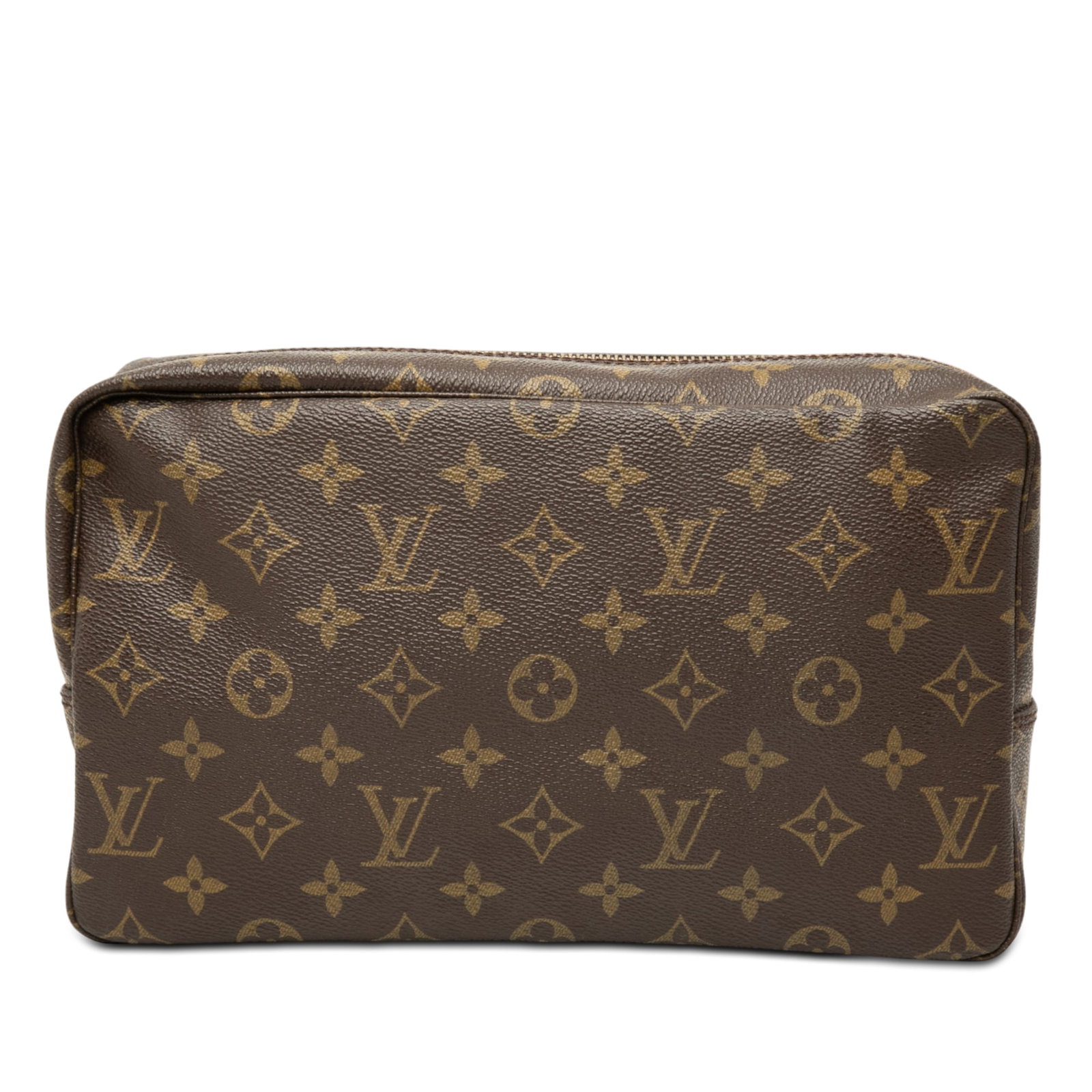 Louis Vuitton Trousse Toilette 28 Monogram Canvas Pouch: Louis Vuitton Trousse Toilette 28 Monogram Canvas Pouch Louis Vuitton Monogram Trousse Toilette 28 in brown monogram canvas with a top zip closure and an interior slip pocket. Made in France. Conditio