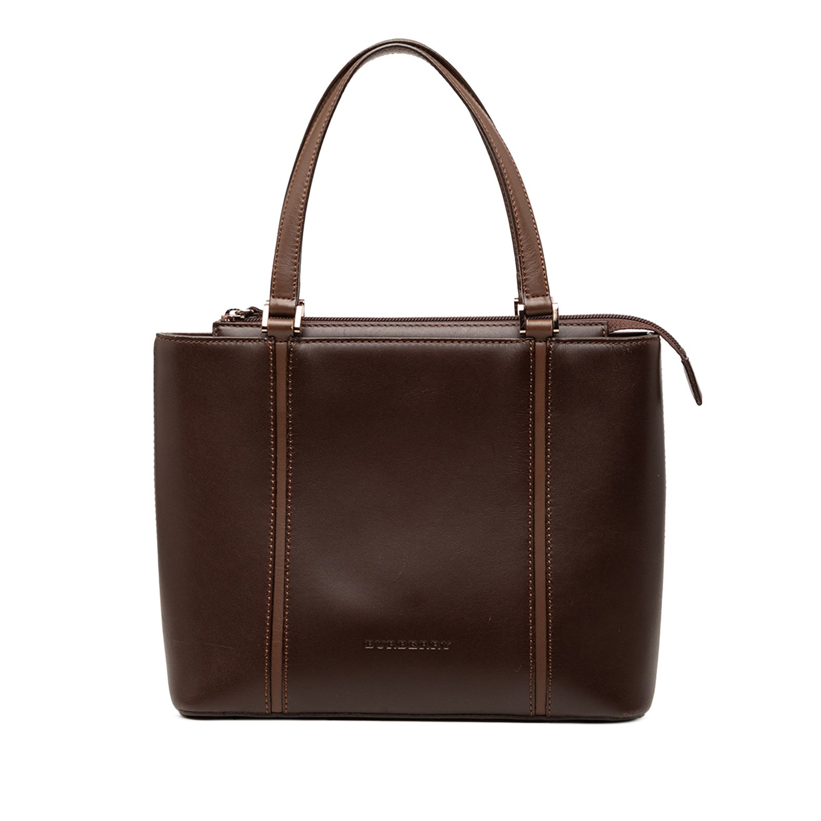 Burberry Leather Handbag Brown Zip Top Tote (1 of 6)