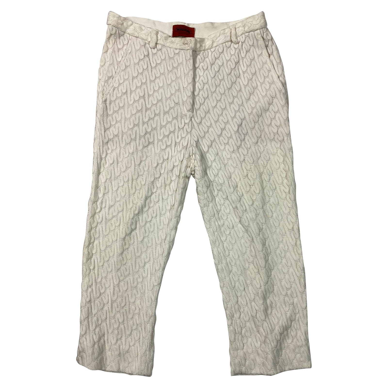 Missoni White Knit Capri Pants Wavy Geometric Pattern (1 of 9)
