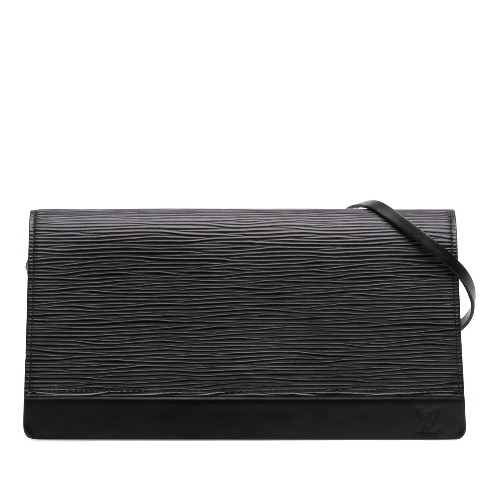 Black Epi Leather Flap Bag Louis Vuitton Honfleur: Black Epi Leather Flap Bag Louis Vuitton Honfleur The Louis Vuitton Epi Honfleur is a compact black leather bag with a structured silhouette, a detachable flat strap, a top flap with press stud closur
