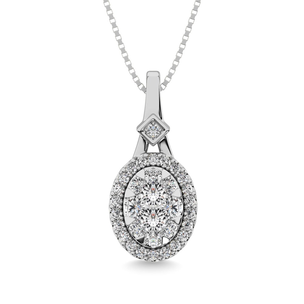 Diamond 3/8 Ct.Tw. Cluster Pendant in 10K White Gold: Diamond 3/8 Ct.Tw. Cluster Pendant in 10K White Gold Diamond 3/8 Ct.Tw. Cluster Pendant in 10K White Gold 10k White Gold Stone Color: G-h Stone Clarity: I1 Unless otherwise specified, pendants that in