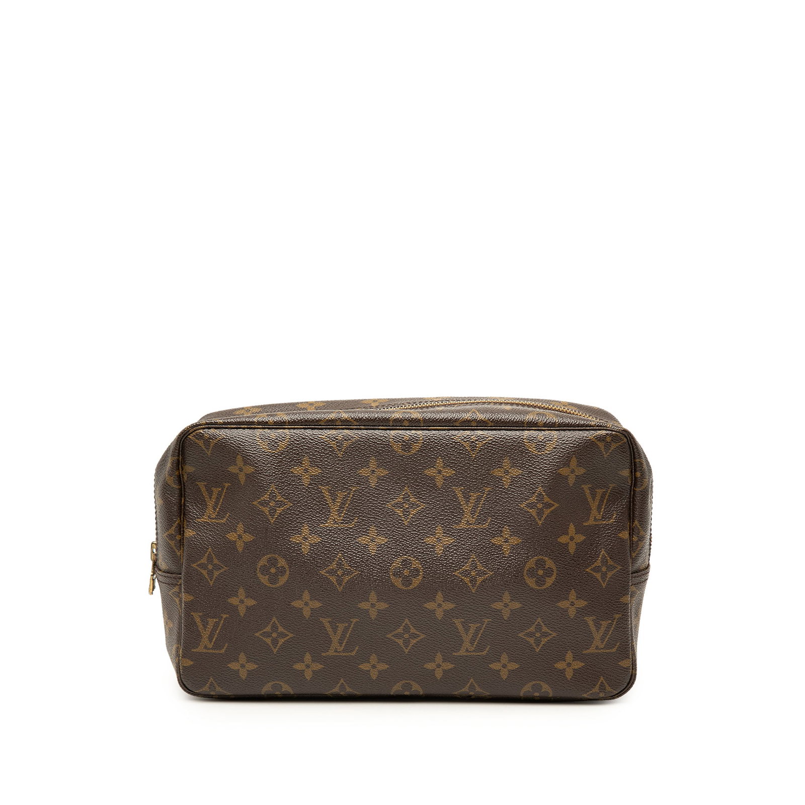 Louis Vuitton Trousse Toilette 28 Monogram Canvas Pouch: Louis Vuitton Trousse Toilette 28 Monogram Canvas Pouch Louis Vuitton Monogram Trousse Toilette 28 cosmetic pouch crafted with a monogram canvas body and a top zip closure. The interior includes a sli