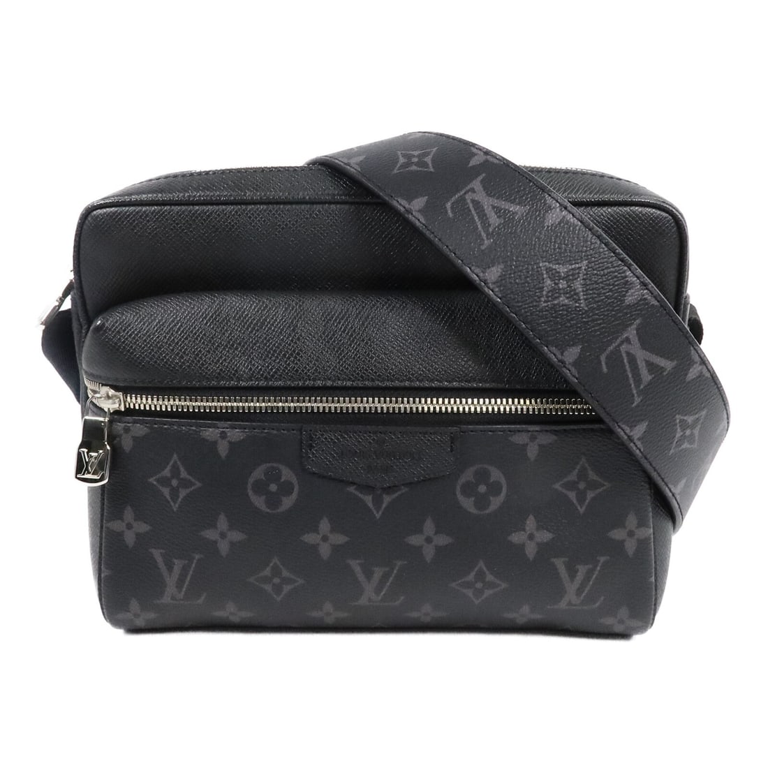 Louis Vuitton M30233 Outdoor Messenger Shoulder Bag Monogram Eclipse Taiga: Louis Vuitton M30233 Outdoor Messenger Shoulder Bag Monogram Eclipse Taiga Louis Vuitton Outdoor Messenger shoulder bag in black Monogram Eclipse and Taiga design. This men's bag features a compact cr