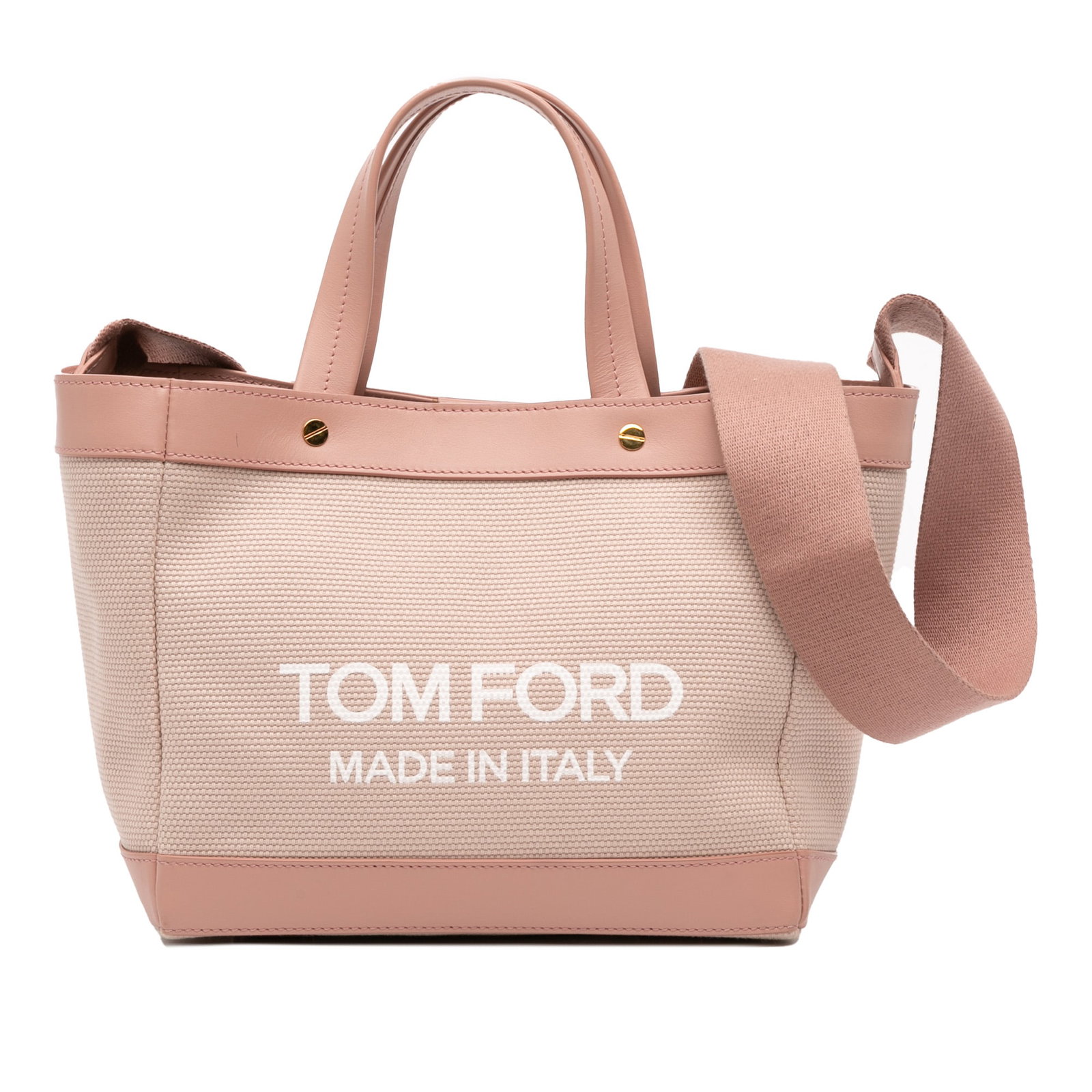 Tom Ford Mini T Screw Canvas Satchel Brown Leather Trim (1 of 10)