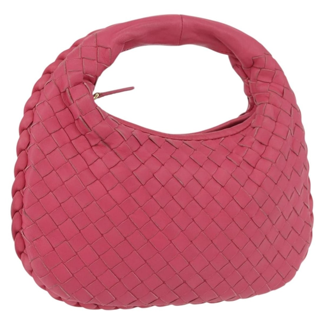 Bottega Veneta 189227 Intrecciato pink leather hand bag pouch: Bottega Veneta 189227 Intrecciato pink leather hand bag pouch Bottega Veneta Intrecciato hand pouch in pink leather. This women's handbag includes a dust bag and is made in Italy. Condition is AB / ve