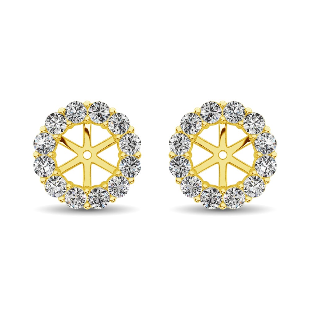 14K Yellow Gold Diamond 1/3 Ct.Tw. Earrings Jacket: 14K Yellow Gold Diamond 1/3 Ct.Tw. Earrings Jacket These eye-catching earrings are available in 14K Yellow Gold. There are 14 round diamonds with a total carat weight of 1/3 Ct.Tw. set in a Prong sett