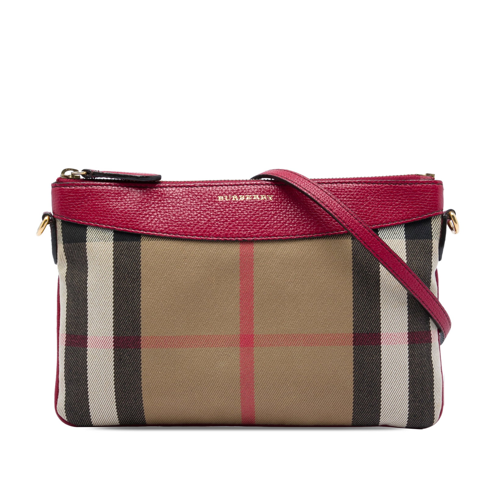 Burberry Peyton Crossbody Bag in House Check Canvas: Burberry Peyton Crossbody Bag in House Check Canvas Burberry Peyton crossbody bag in House Check canvas with leather trim. This crossbody design features a detachable flat leather strap, a top zip clo