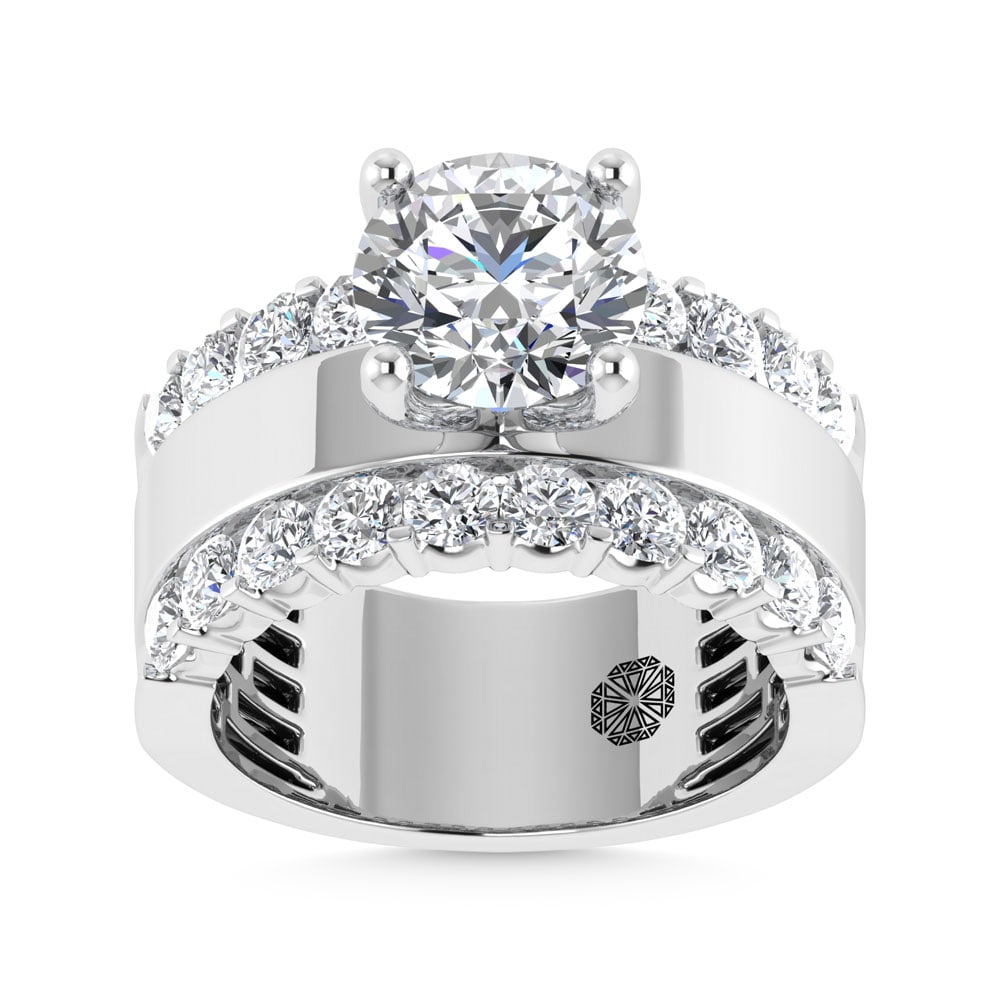 14K White Gold 3 1/2 Ct.Tw. Lab Grown Diamond Round Shape Engagement Ring (IGI Certified Center 2ct): 14K White Gold 3 1/2 Ct.Tw. Lab Grown Diamond Round Shape Engagement Ring (IGI Certified Center 2ct) 14k White Gold Stone Color: D-f Stone Clarity: Vs Each ring is presented in standard size 6.5. Comp