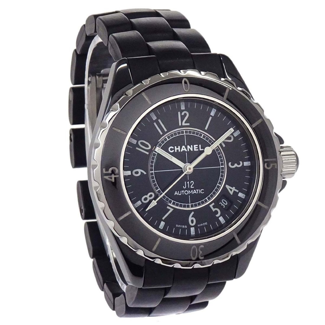CHANEL J12 Ref.H0684 39mm Automatic Ceramic Wristwatch Black: CHANEL J12 Ref.H0684 39mm Automatic Ceramic Wristwatch Black Chanel J12 self-winding wristwatch with a black analog dial and ceramic case and band. This 39mm watch features a classic dress/formal luxu