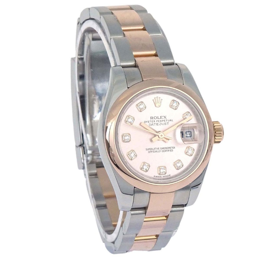 Rolex Datejust 179161G 26mm Womens Wristwatch Steel 18K Rose Gold: Rolex Datejust 179161G 26mm Womens Wristwatch Steel 18K Rose Gold Rolex Oyster Perpetual Datejust women's wristwatch with automatic movement and an analog pink dial. This classic model features a 26 m