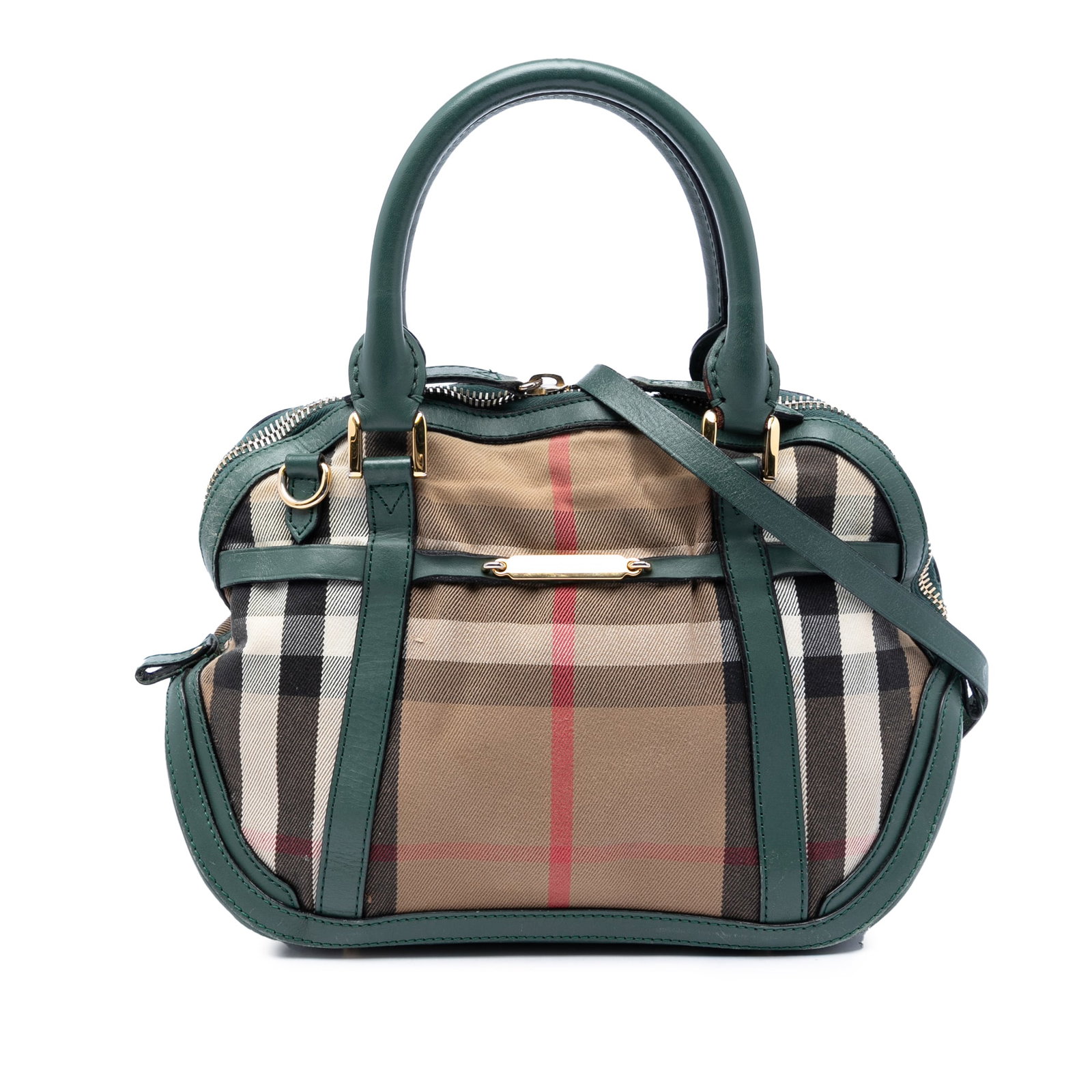 Burberry Bridle Orchard Small Satchel in House Check Canvas: Burberry Bridle Orchard Small Satchel in House Check Canvas A Burberry Bridle Orchard satchel in House Check canvas with leather trim. This small satchel features rolled leather handles, a detachable 