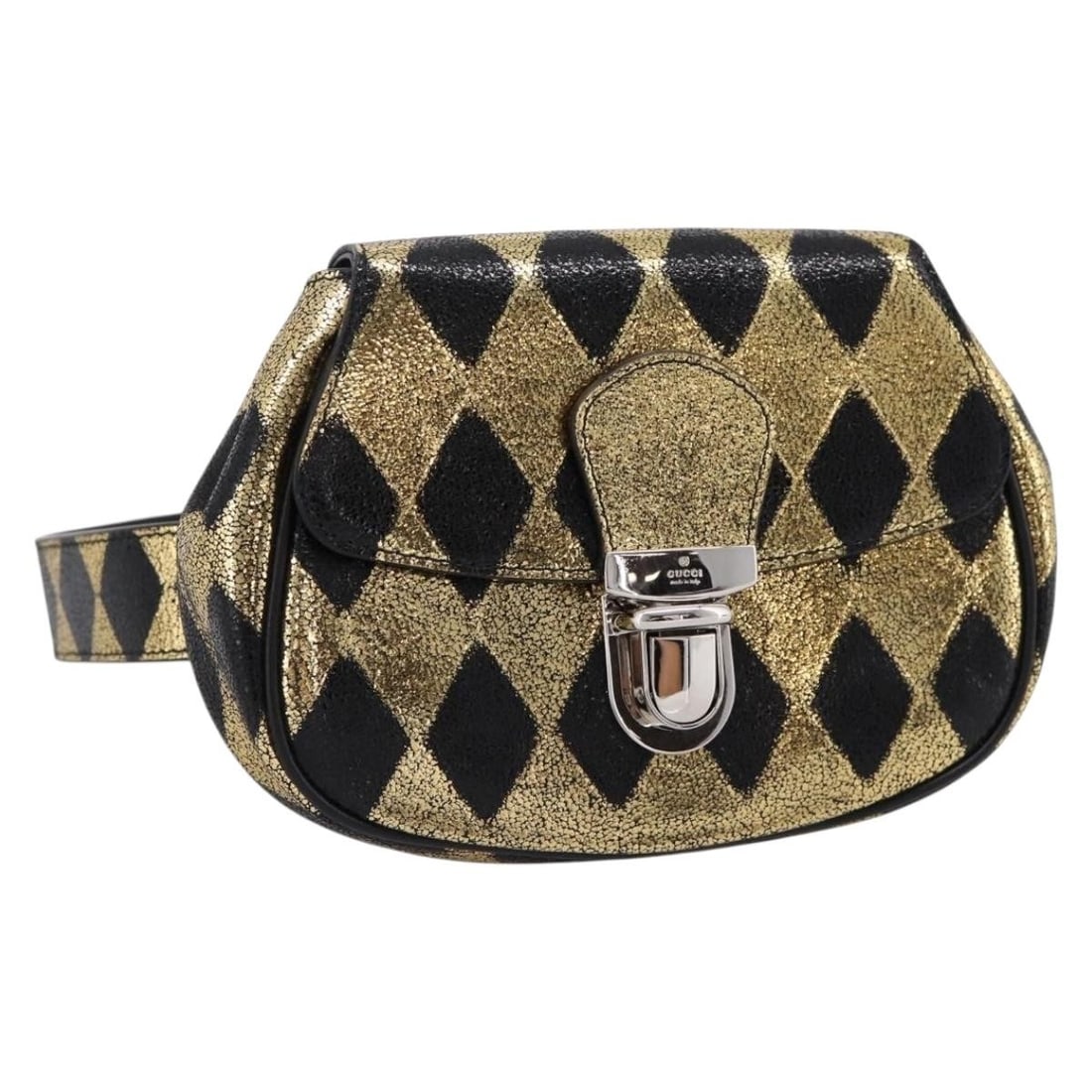 GUCCI 605112 Kids Leather Waist Bag Gold Silver Italy: GUCCI 605112 Kids Leather Waist Bag Gold Silver Italy Gucci children's leather waist bag in gold and silver. This waist bag is made in Italy and shows reasonable wear and tear consistent with conditio