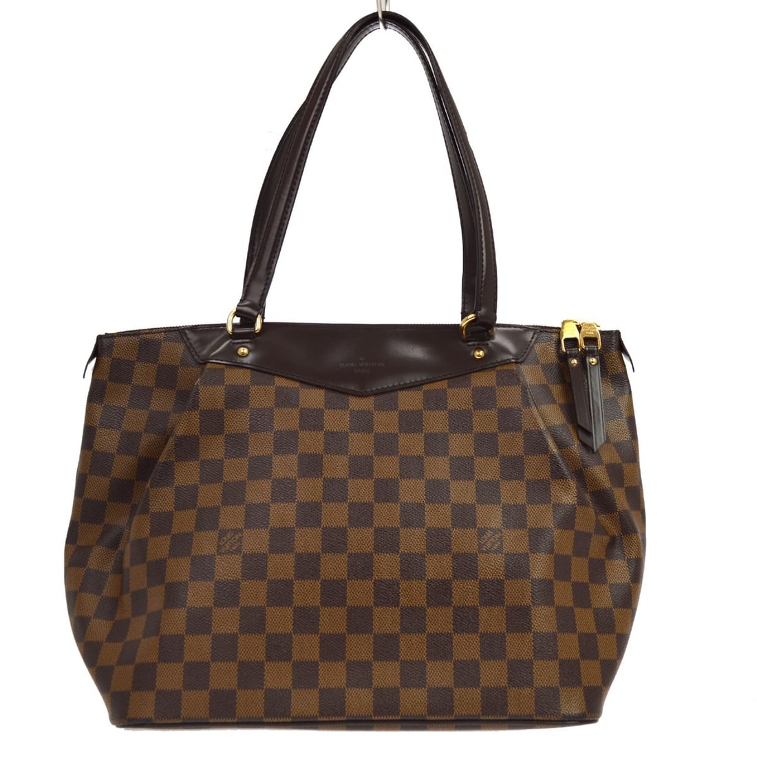 Louis Vuitton Westminster GM Damier Canvas Shoulder Tote Bag N41103: Louis Vuitton Westminster GM Damier Canvas Shoulder Tote Bag N41103 Vintage Louis Vuitton Westminster GM shoulder tote bag in Damier canvas and leather with a brown Ebene check pattern and red canvas 