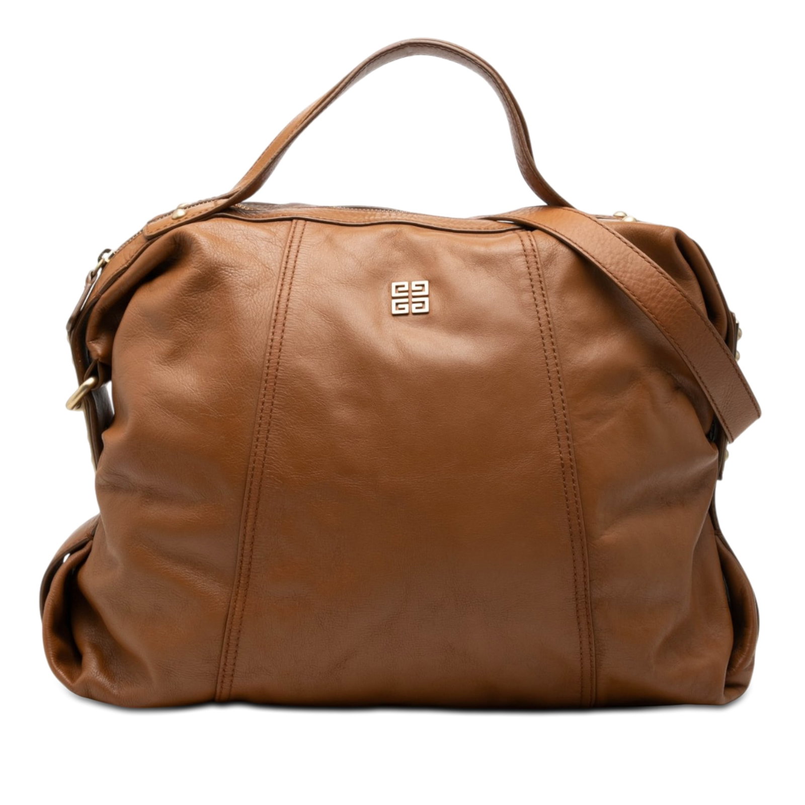 Givenchy 4G Logo Leather Satchel Bag Brown: Givenchy 4G Logo Leather Satchel Bag Brown Brown Givenchy Leather 4G Logo Satchel in leather, featuring flat leather handles, a detachable flat leather strap, top zip closure, and interior zip and sli