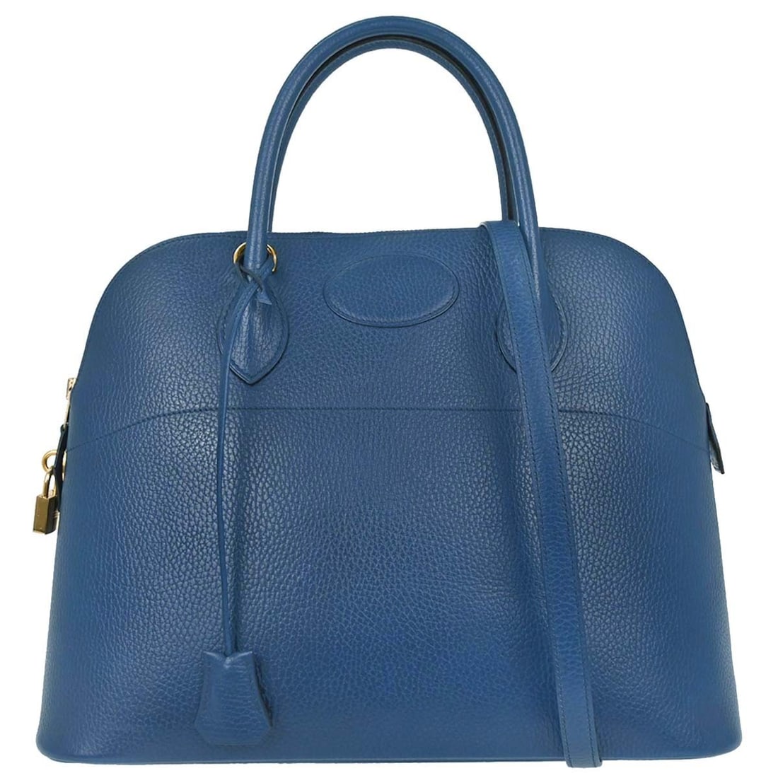 Hermes Bolide 35 Blue Ardennes Leather 2way Top Handle Bag: Hermes Bolide 35 Blue Ardennes Leather 2way Top Handle Bag Hermes Bolide 35 2-way handbag in Blue Brighton Ardennes leather. This medium top handle bag features a zip closure, double handles, leather 