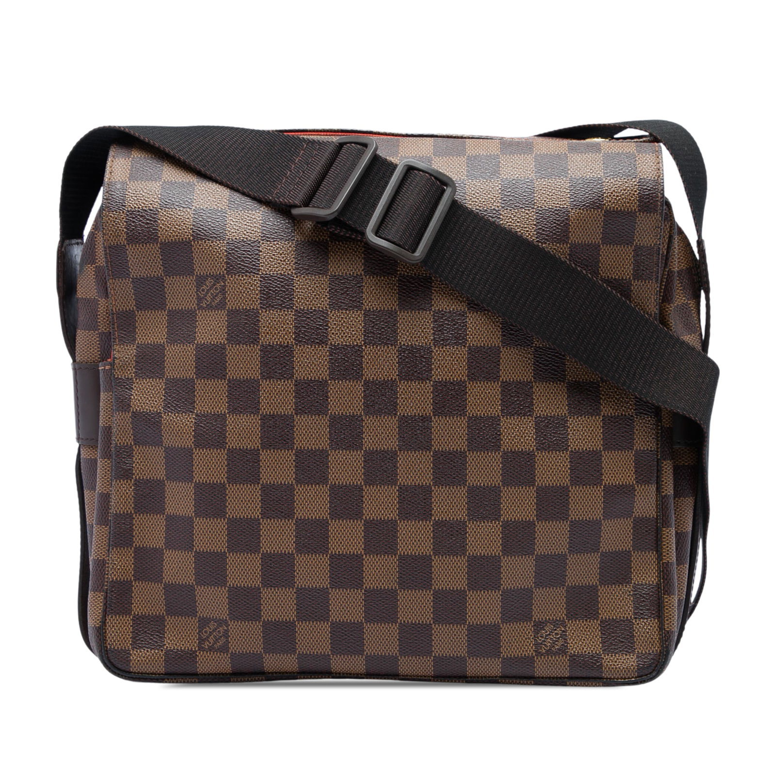 Louis Vuitton Naviglio Damier Ebene shoulder bag brown: Louis Vuitton Naviglio Damier Ebene shoulder bag brown A Louis Vuitton Damier Ebene Naviglio shoulder bag from France, featuring a damier ebene canvas body with leather trim, a flat canvas shoulder st