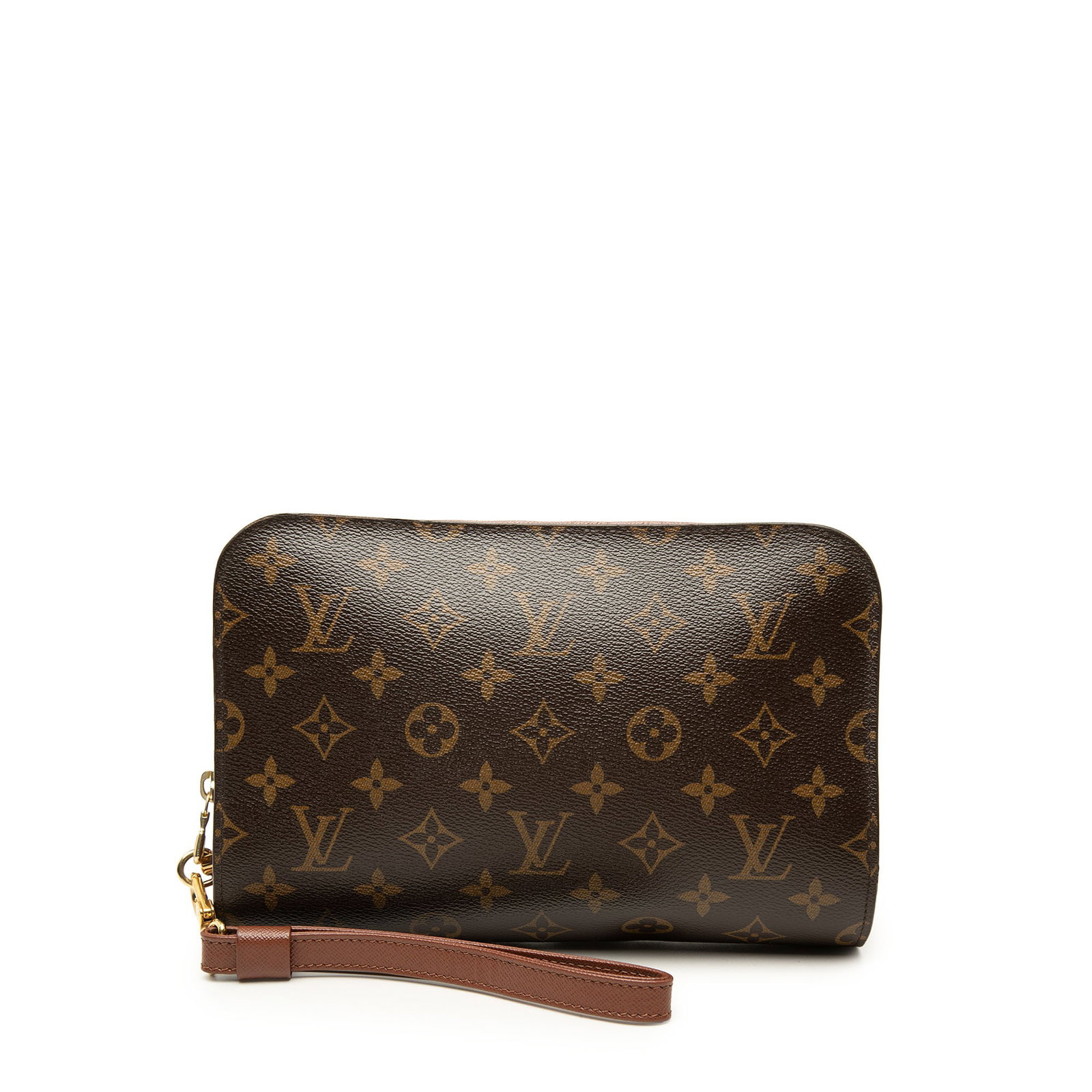 Louis Vuitton Orsay Monogram Wristlet Clutch Bag: Louis Vuitton Orsay Monogram Wristlet Clutch Bag Louis Vuitton Monogram Orsay bag crafted in monogram canvas with a leather wrist strap, zip-around closure, and an interior slip pocket. Made in France