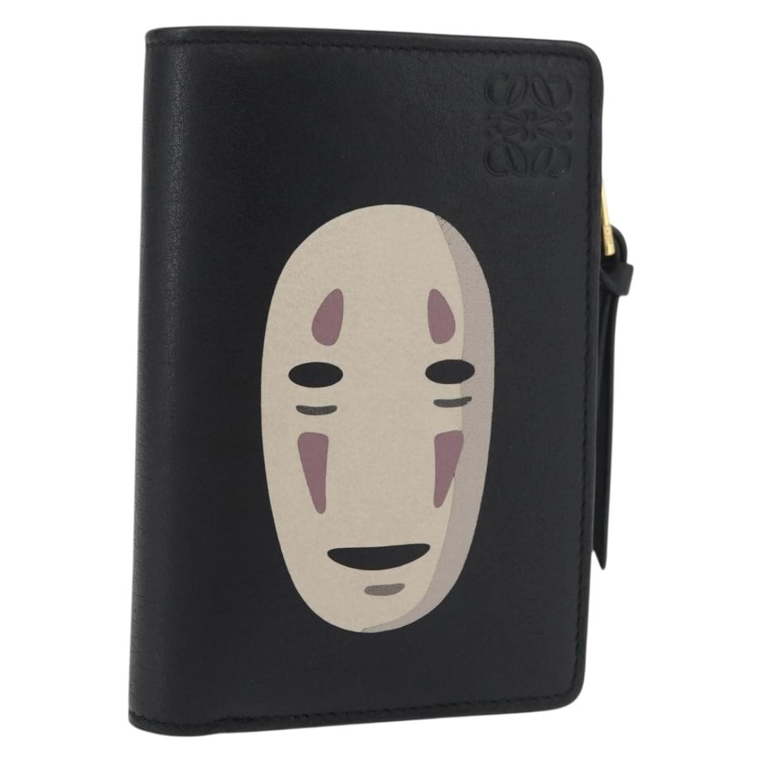 LOEWE Studio Ghibli Kaonashi black leather wallet with box dust bag: LOEWE Studio Ghibli Kaonashi black leather wallet with box dust bag LOEWE x Studio Ghibli Spirited Away Kaonashi wallet in black and gold leather. This women's wallet was made in Spain and comes with 