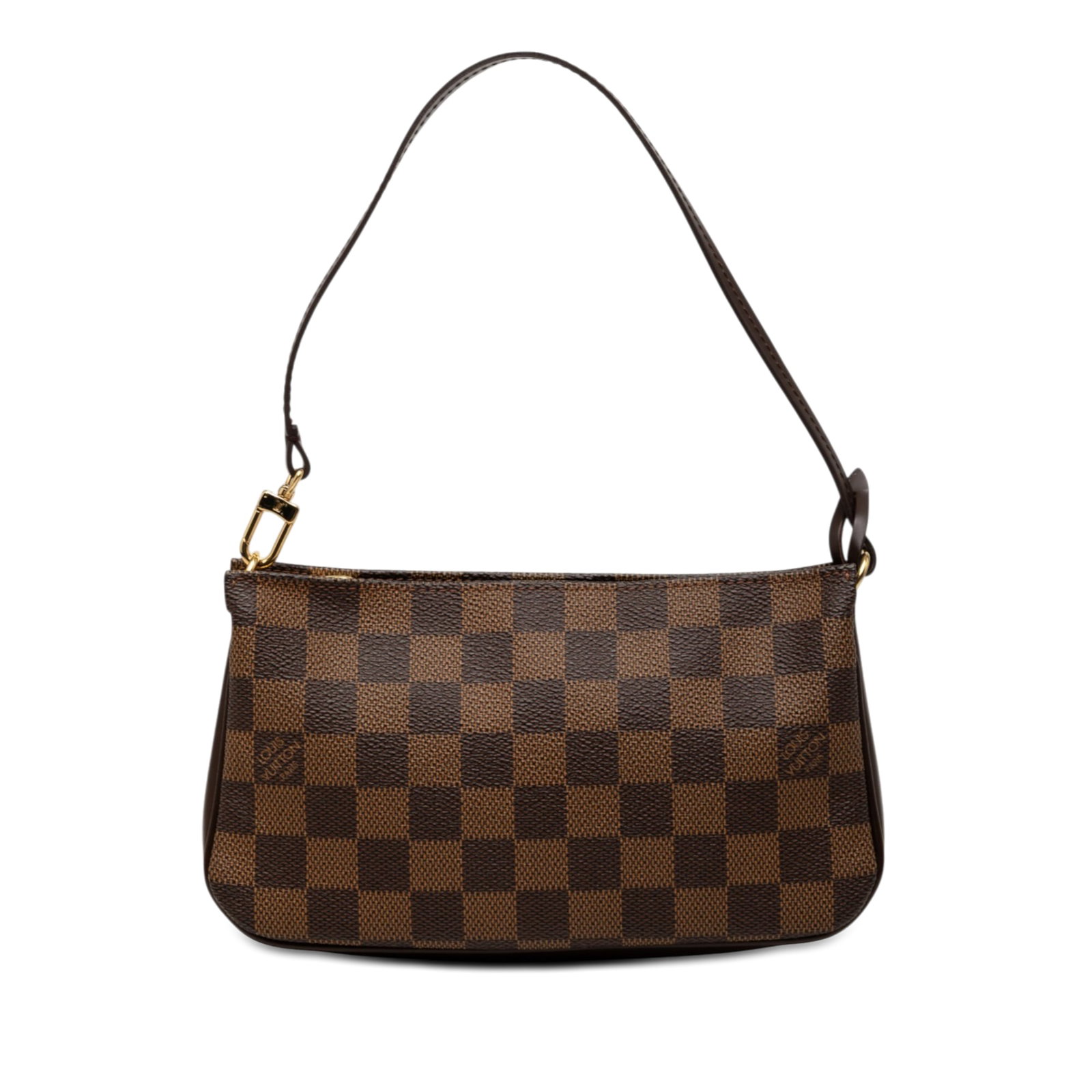 Louis Vuitton Navona Damier Ebene shoulder bag: Louis Vuitton Navona Damier Ebene shoulder bag Louis Vuitton Damier Ebene Navona shoulder bag crafted with a Damier Ebene canvas body, a flat leather strap, and a top zip closure. Made in France. Cond