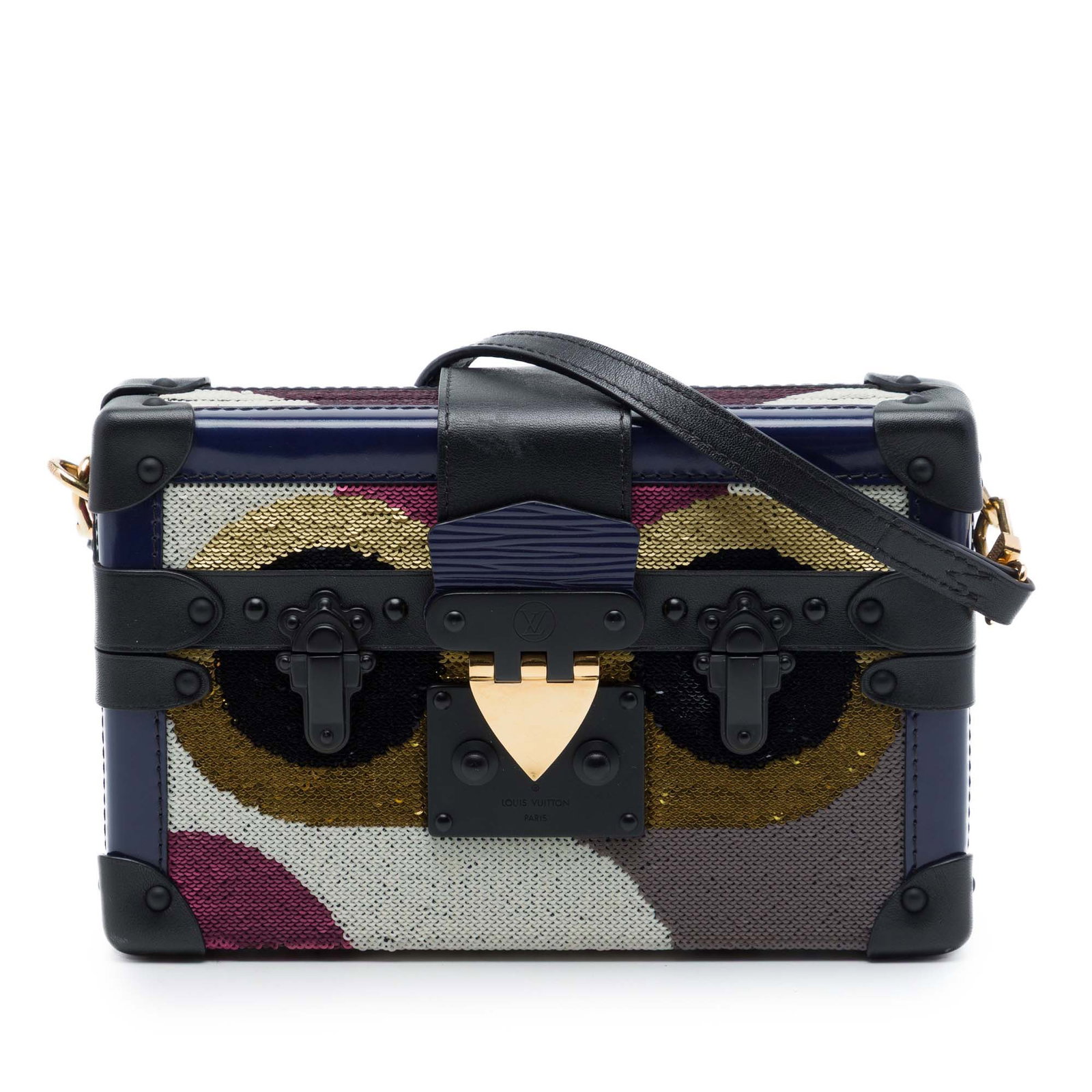 Louis Vuitton Petite Malle Blue Leather Sequin Shoulder Bag (1 of 6)