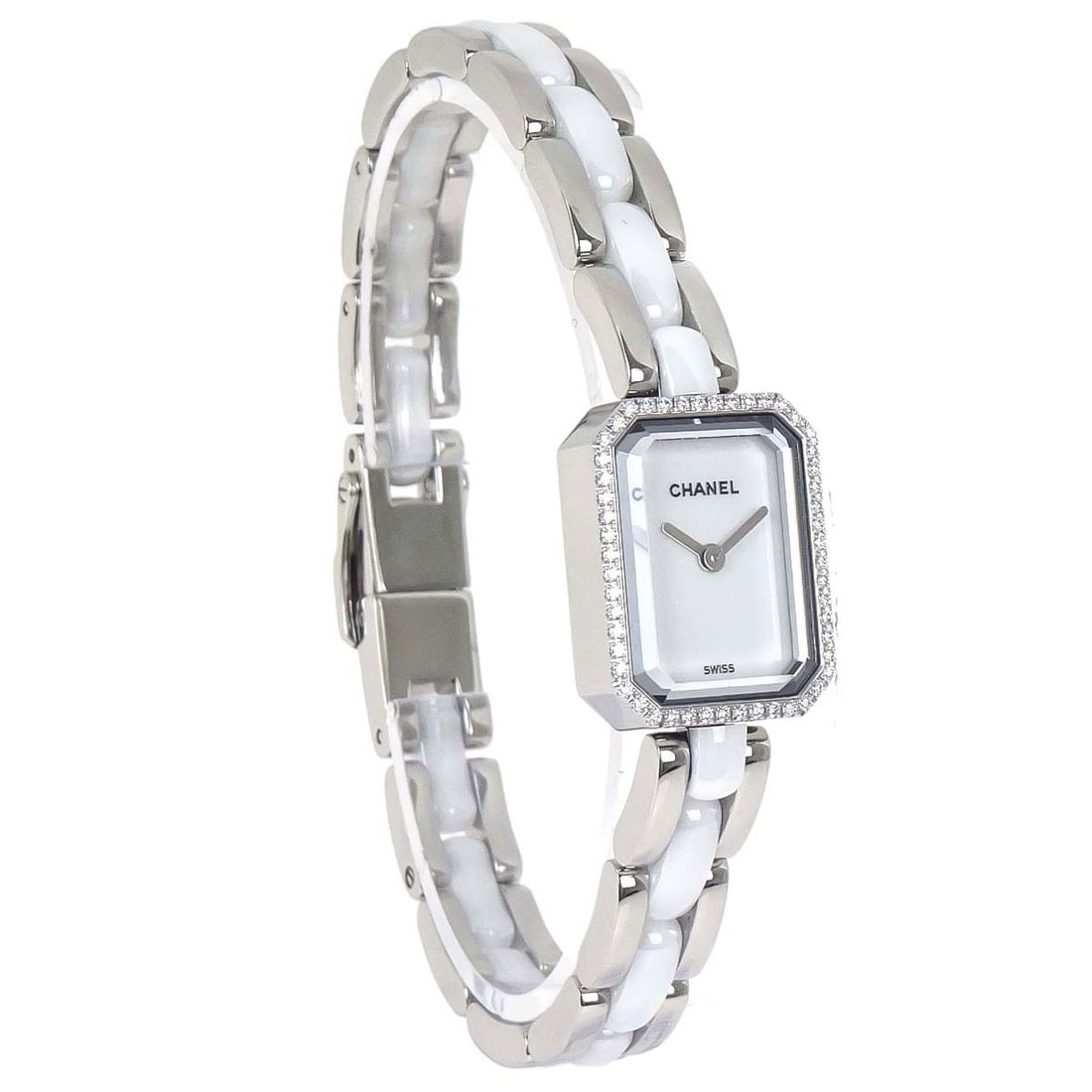 CHANEL Premiere H2132 15 mm quartz women's watch ceramic stainless steel: CHANEL Premiere H2132 15 mm quartz women's watch ceramic stainless steel Chanel Premiere quartz watch with a classic dress and formal luxury look. This women's analog watch features a white dial and a