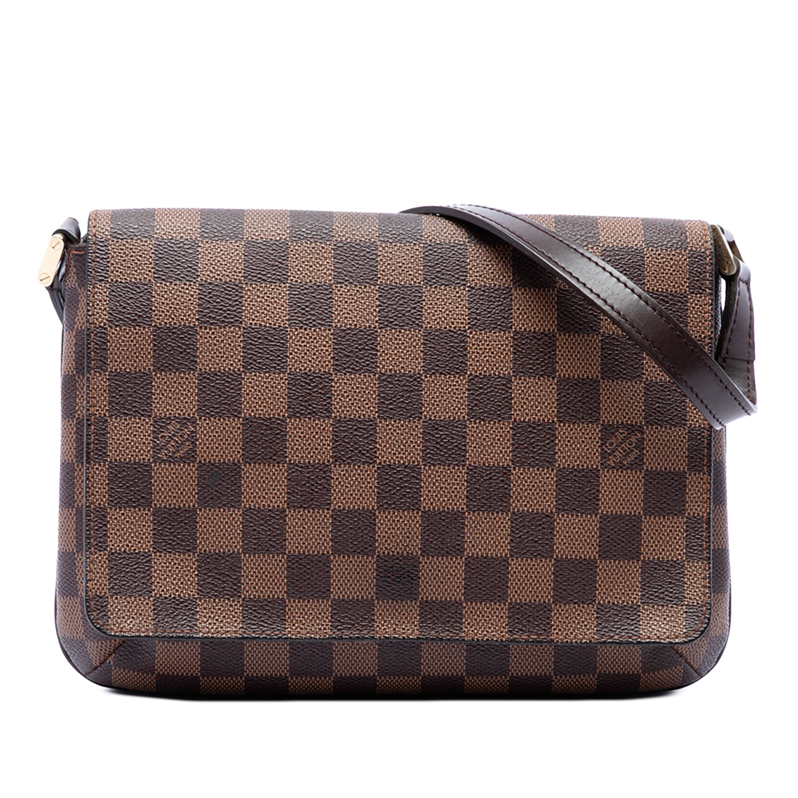Louis Vuitton Musette Tango Long Strap Damier Ebene Shoulder Bag: Louis Vuitton Musette Tango Long Strap Damier Ebene Shoulder Bag This Louis Vuitton Musette Tango Long Strap is crafted in Damier Ebene canvas with a brown finish. The bag features an adjustable flat 