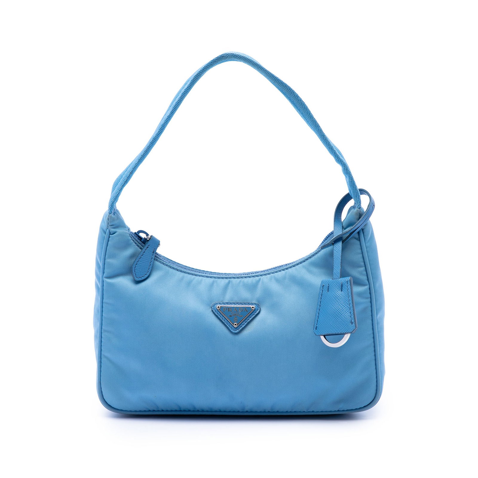 Prada Re Edition 2000 Mini Tessuto Nylon Shoulder Bag Blue: Prada Re Edition 2000 Mini Tessuto Nylon Shoulder Bag Blue Prada Mini Tessuto Re Edition 2000 shoulder bag in blue fabric with a compact silhouette, flat shoulder strap, and top zip closure. Made in I